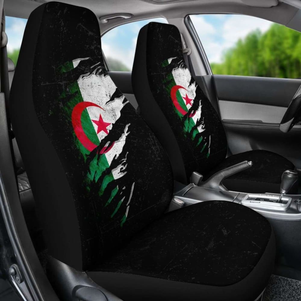 Algeria In Me Grunge Style Car Seat Covers (Set of 2) - Durable & Stylish Auto Accessories for Trucks, SUVs & Sedans - Perfect for Road Trips & Daily Commutes