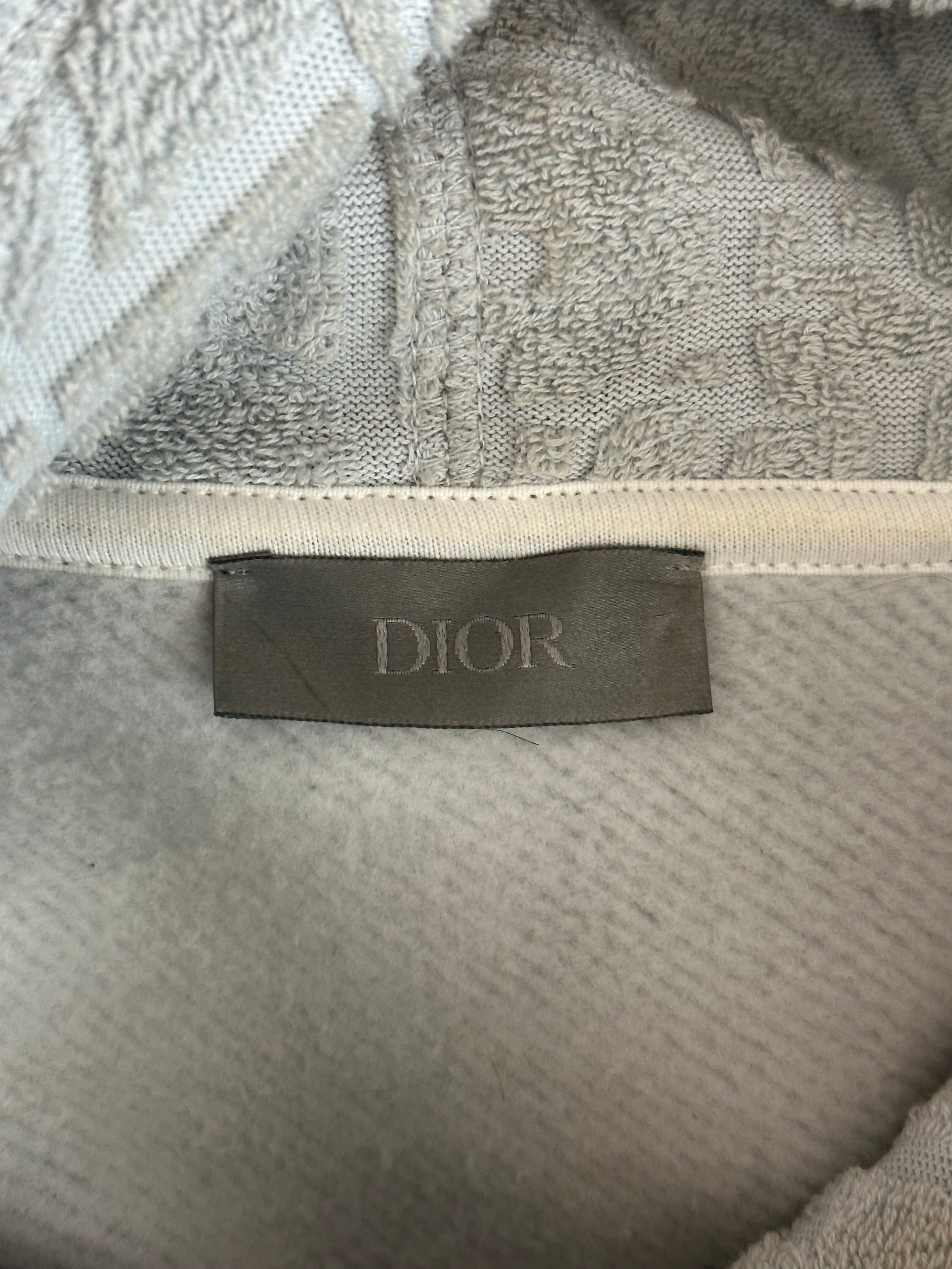 Dior Grey Oblique Logo Hooded Towel Sweatshirt - Soft & Cozy for Spa, Beach & Lounge Wear