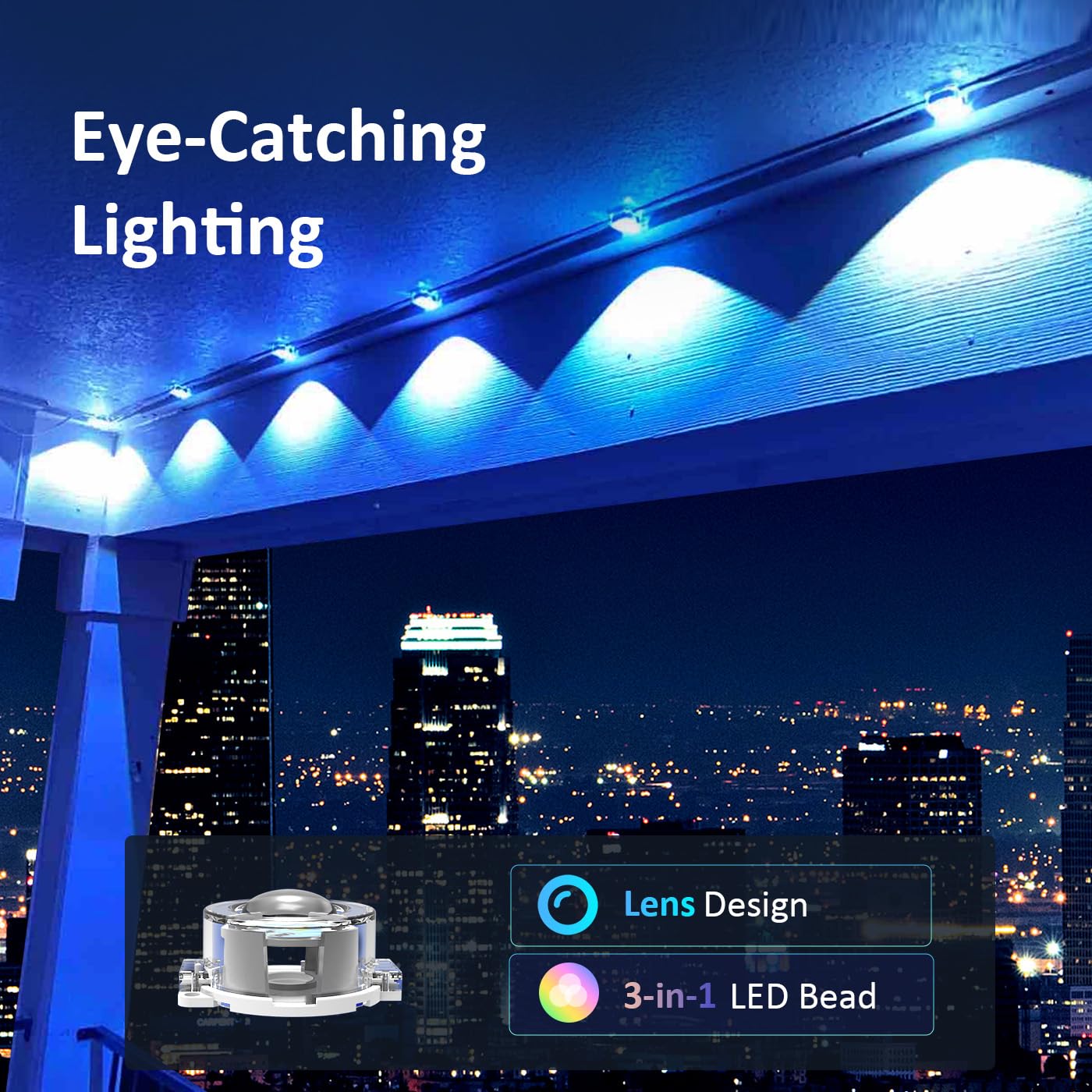 50FT Permanent Outdoor RGB LED Lights with APP & Remote Control, IP67 Waterproof LED String Lights for Christmas, Halloween, Party, Garden, Patio, and Home Decor - Perfect for Holiday Lighting, Landscape Accents, and Year-Round Outdoor Ambiance