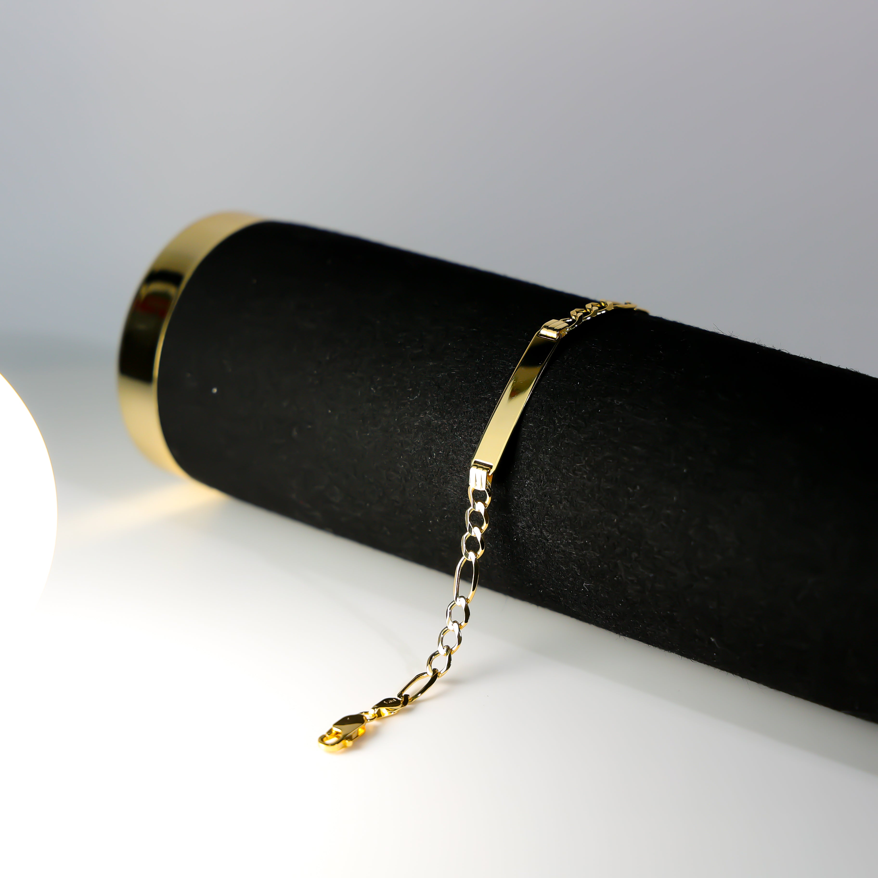 5MM Gold Baby ID Bracelet - Figaro Link Chain for Newborns & Infants | Model AB0228 | Perfect for Christenings, Birthdays & Keepsake Gifts