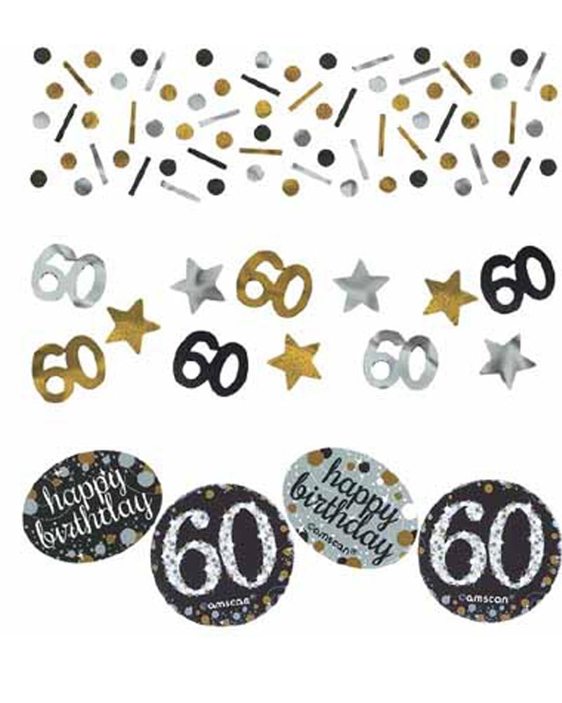 60th Birthday Sparkling Confetti - 34g Gold & Silver Party Decorations for Anniversary, Wedding, Graduation & Special Events