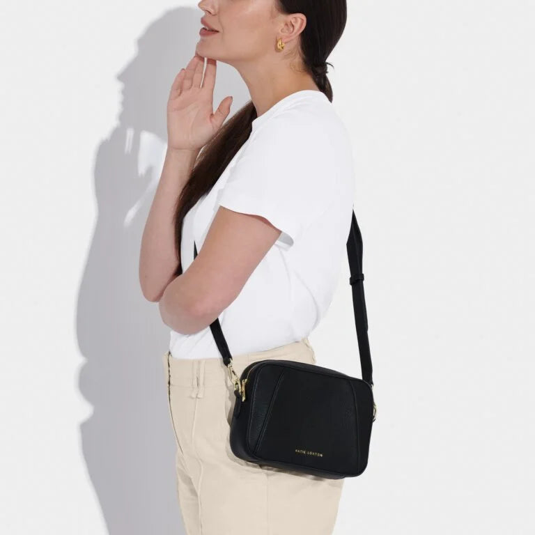 Katie Loxton Hana Crossbody Bag for Women - Stylish Black Leather Shoulder Purse | Perfect for Work, Travel & Everyday Use