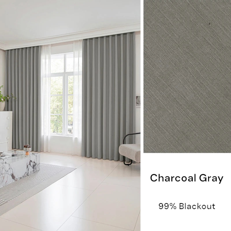 Rachel Textured Chenille Blackout Curtains for Bedroom - Thermal Insulated Noise Reducing Window Drapes, Custom Size Available, Perfect for Nursery, Living Room & Home Theater