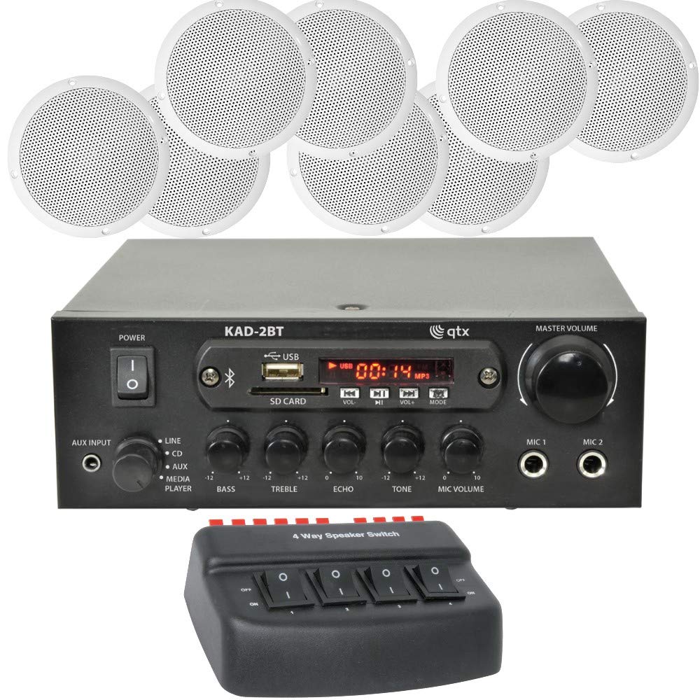 ADCB LTD Bluetooth Ceiling Speaker System Kit - 2/4/8 Pack, Compatible with Google Home & Amazon Alexa for Smart Home, Cafe, Restaurant & Office Audio