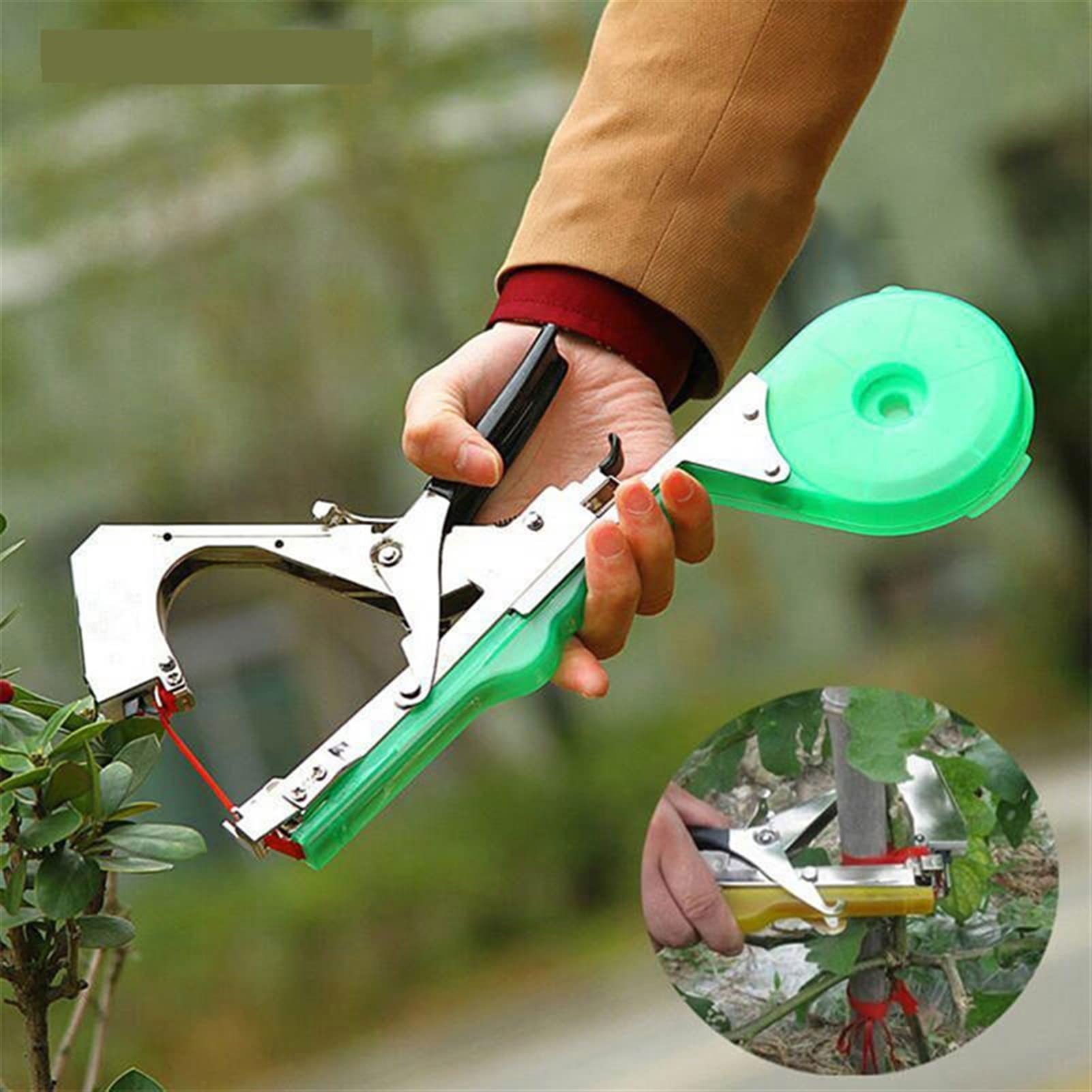 Plant Tying Machine with 10 Rolls Tape Set - Garden Tying Tool for Vegetables, Grapes, Tomatoes, Cucumbers & Flowers (Set 1) | Perfect for Vine Support, Plant Training & Greenhouse Gardening