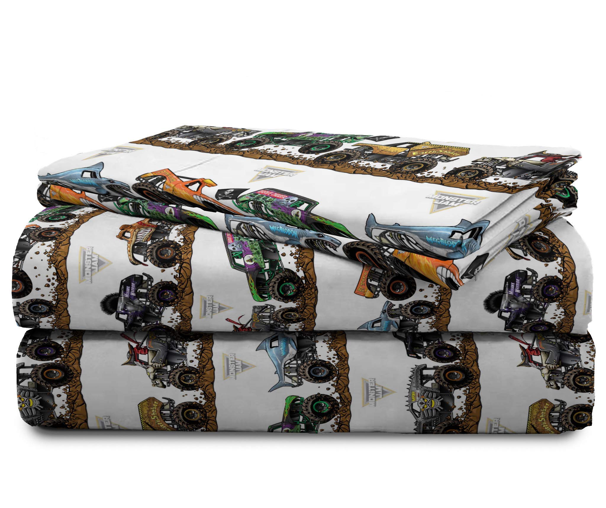 Jay Franco Monster Jam MJ Life 2-Piece Bedding Set - Soft Fleece Blanket & Fitted Sheet for Boys Room Decor | Perfect for Kids Bedroom, Dorm Room & Sleepovers