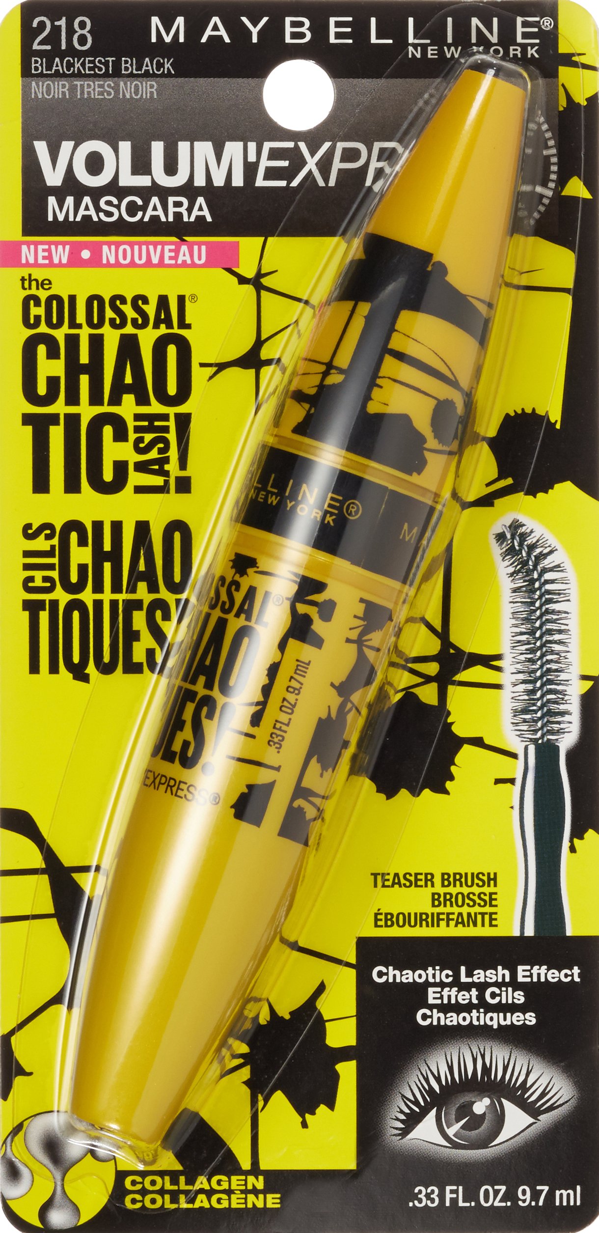 Maybelline New York Volum'Express The Colossal Chaotic Lash Mascara - 0.33 Fl Oz - Dramatic Volume & Length - Waterproof Smudge-Proof - Perfect for Day & Night Makeup Looks