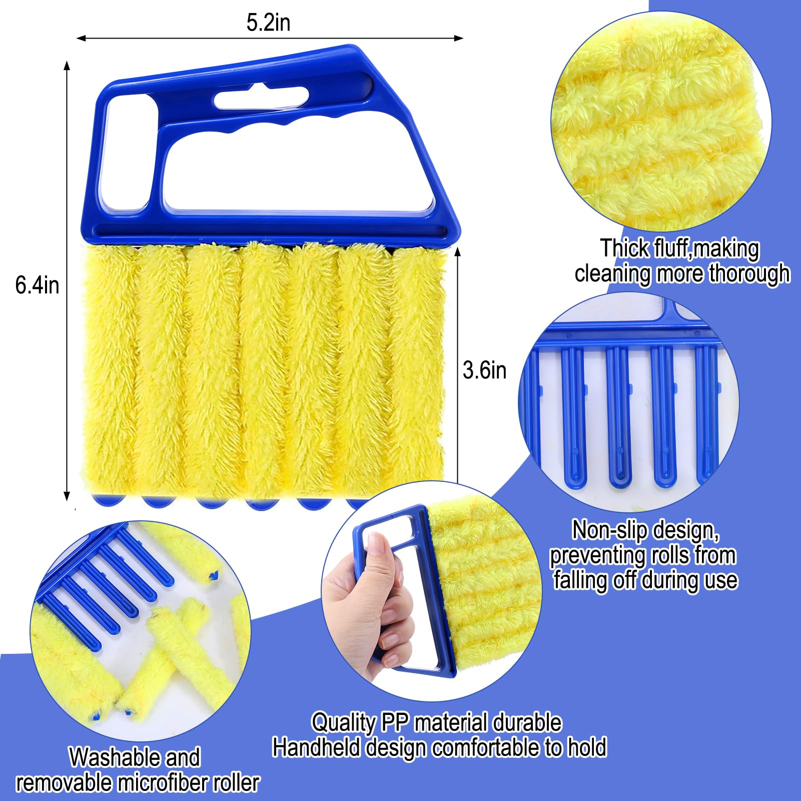 Handheld Blind Cleaner Duster Tool - Window Blinds, Shutters, Ceiling Fan & Car Vents Cleaning Brush - Multi-Purpose Household Cleaning Gadget for Home, Office and Car Maintenance