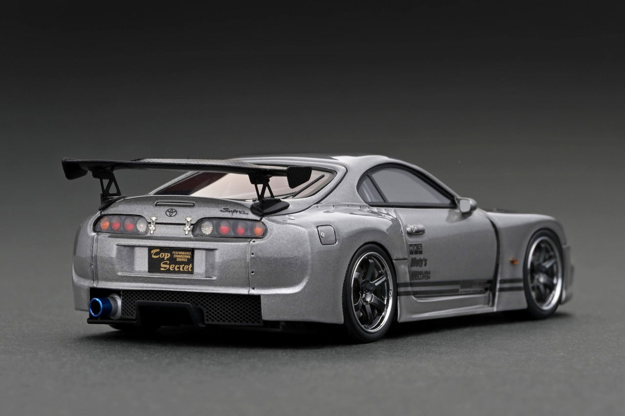 1:43 Scale Toyota Supra (JZA80) TOP SECRET GT 300 Diecast Model Car - Silver Collectible for Car Enthusiasts & Display Showcase