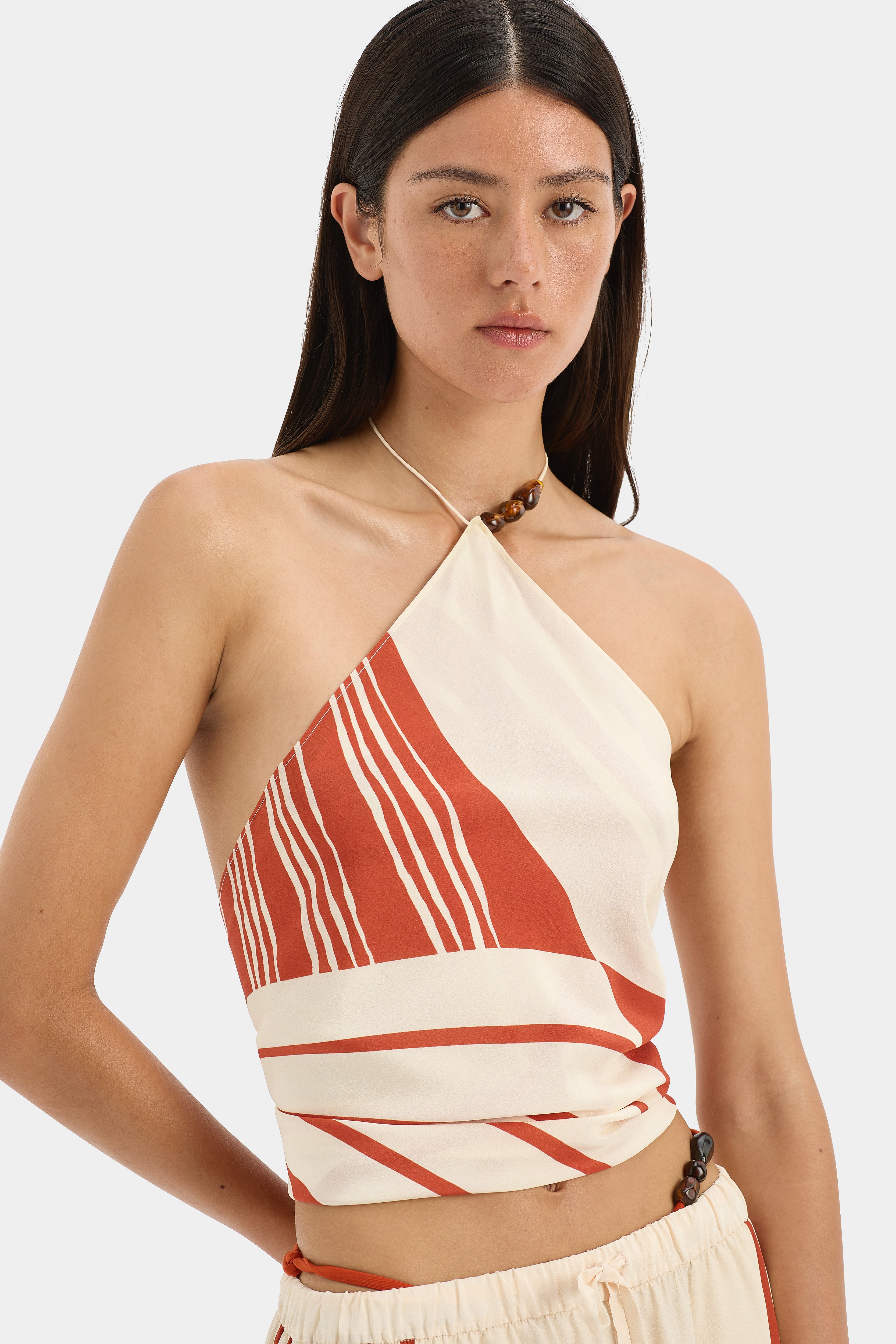 Hibiscus Stripe Calla Scarf - Lightweight Floral Print Shawl for Women, Perfect for Spring Outfits, Beach Cover-Up, and Evening Events