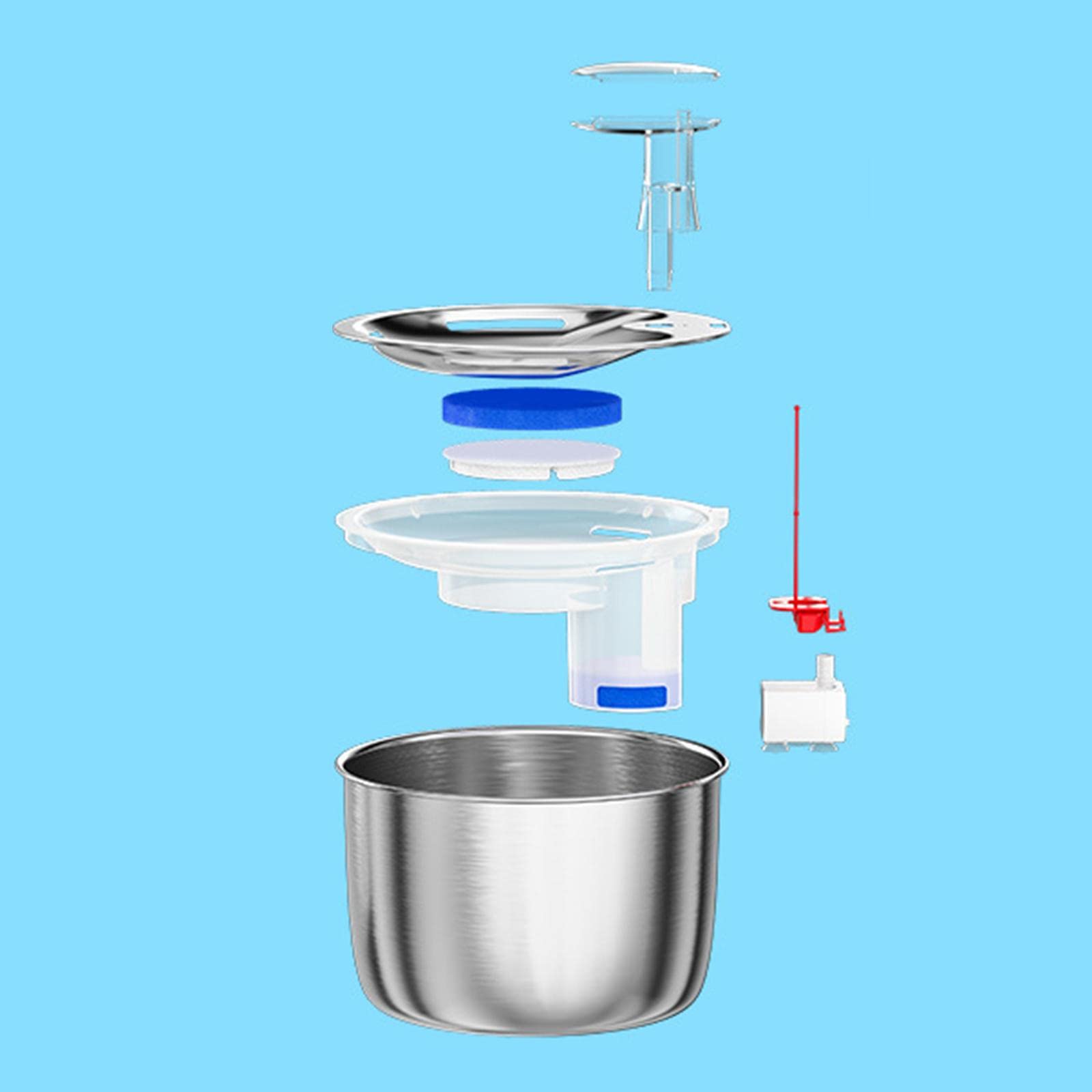 Enakshi Quiet Cat Water Fountain with EU Adapter - Automatic Pet Drinking Bowl for Cats, Dogs, Puppies & Indoor Rabbits | BPA-Free Pet Water Dispenser for Home, Office & Travel Use
