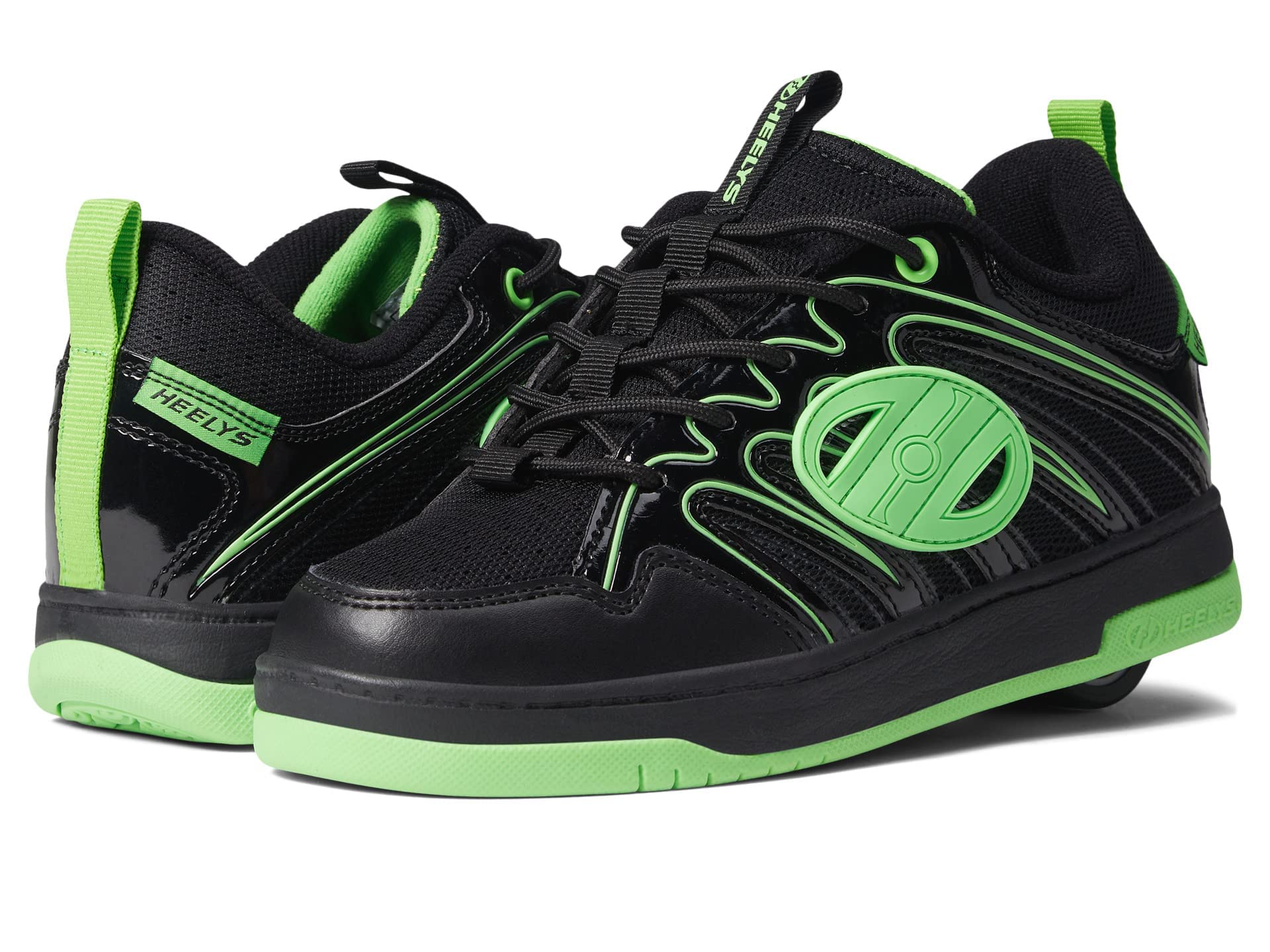 HEELYS Rocket Kids & Adults Light Up Wheels Sneakers - Black & Neon Green - Size 13 (Little Kid) - Perfect for School, Skate Parks & Outdoor Fun