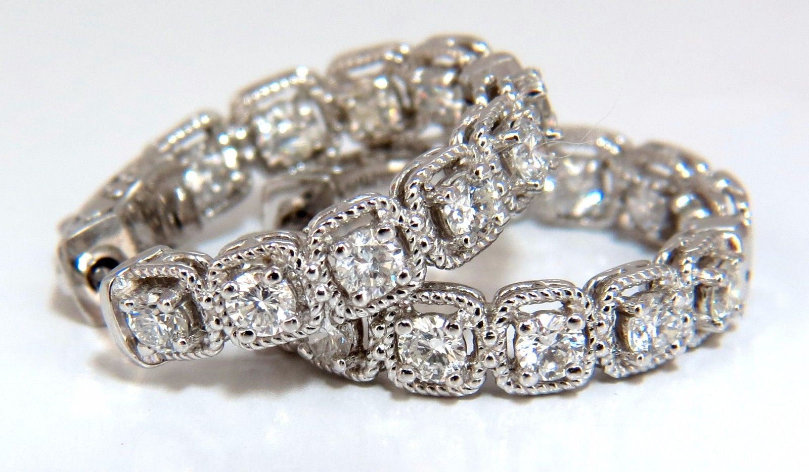 1.60ct Natural Round Brilliant Diamond Hoop Earrings 14K Gold Rope Twist - Perfect for Weddings, Parties & Everyday Elegance