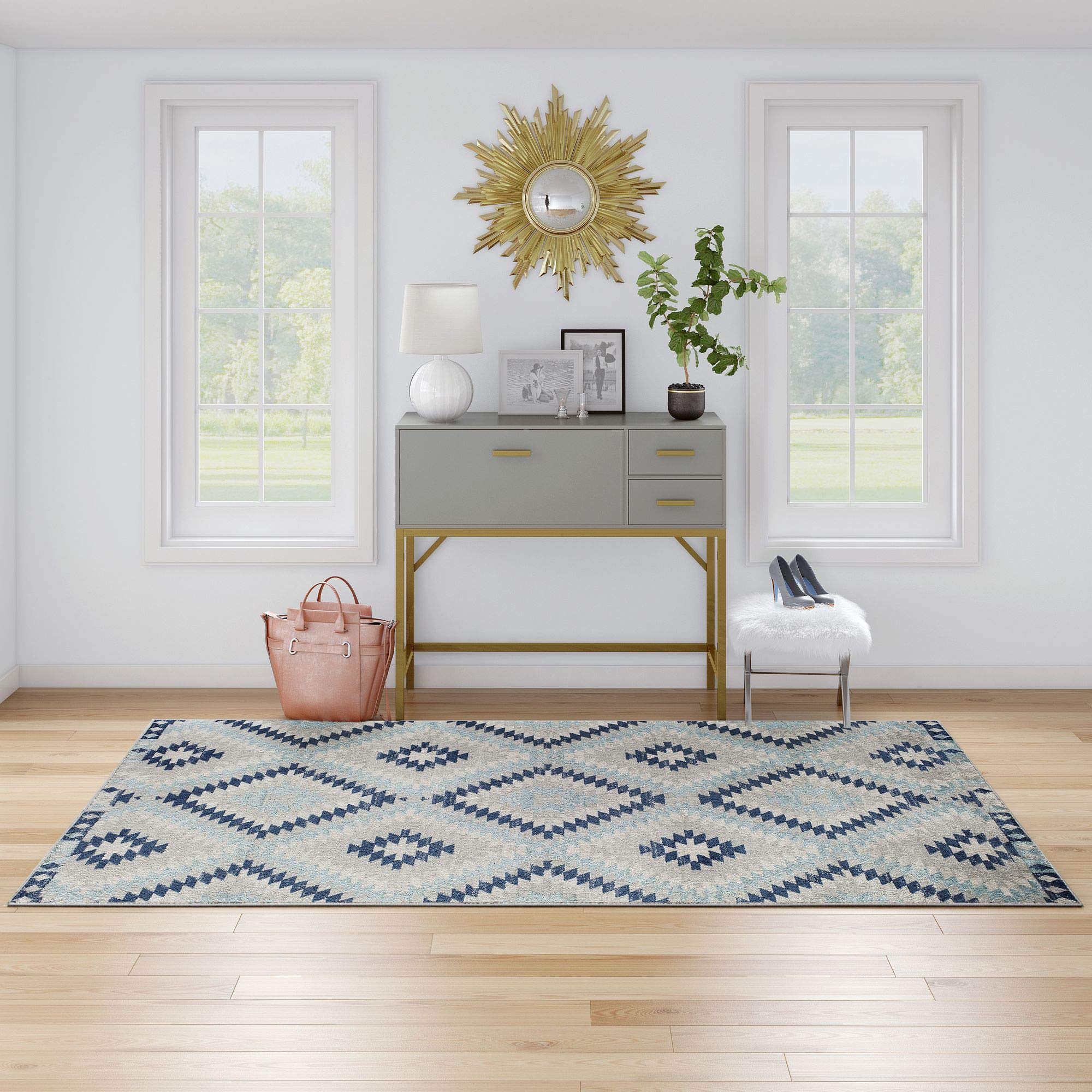CosmoLiving by Cosmopolitan BR30I Ice Blue Moroccan Tribal Area Rug 8'9