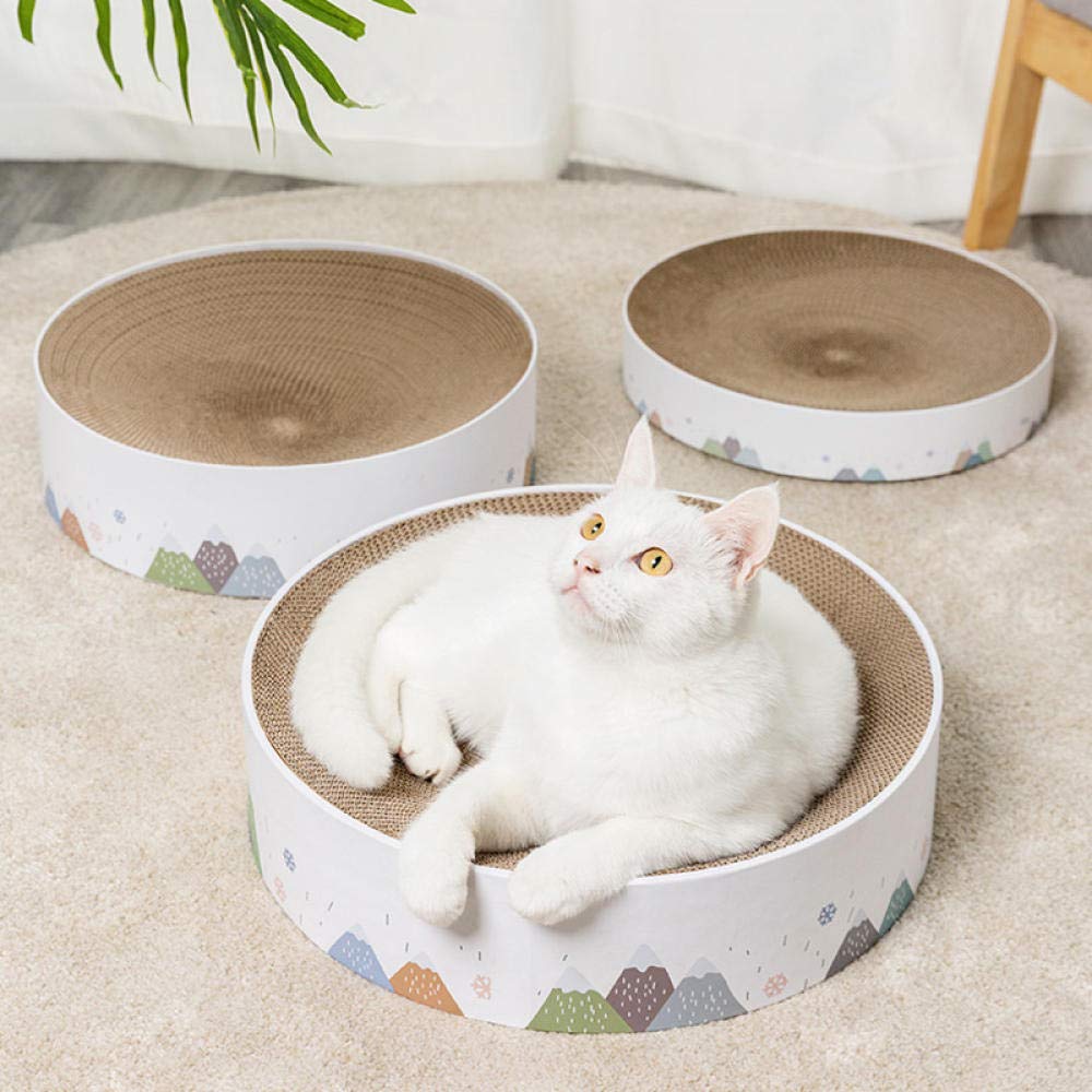 Premium Pink Round Cat Scratch Board - Large Corrugated Paper Cake Design Cat Scratcher for Nail Trimming & Furniture Protection (1 Piece) - Perfect for Living Rooms, Bedrooms & Cat Play Areas