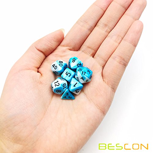 Bescon Mini Two Tone Icy Track 7ct Polyhedral Dice Set - Perfect for D&D, RPG Games, and Tabletop Gaming