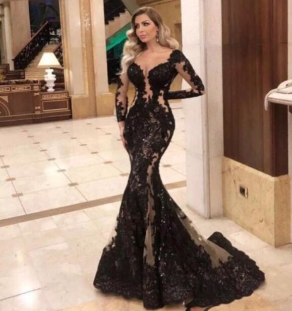Sexy See Through Long Sleeve Mermaid Prom Dress with Red Tassels & Illusion Back - Elegant Formal Evening Gown for Homecoming, Quinceañera, and Special Occasions - Vestido De Festa HA2505