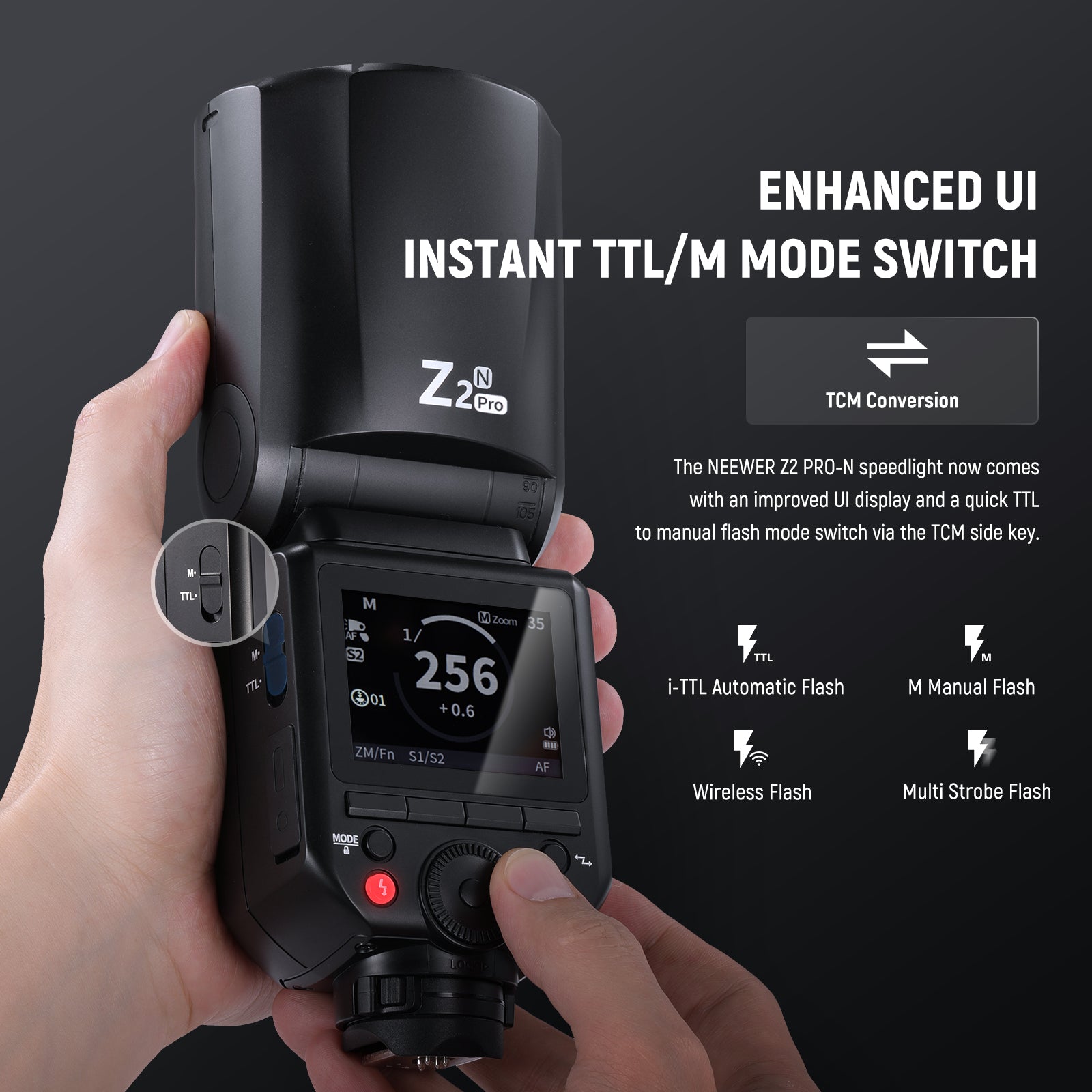 NEEWER Z2PRO 76Ws TTL Round Head Flash Speedlite for Canon Nikon Sony DSLR Cameras - Professional Photography Lighting for Portraits, Weddings & Studio Shoots