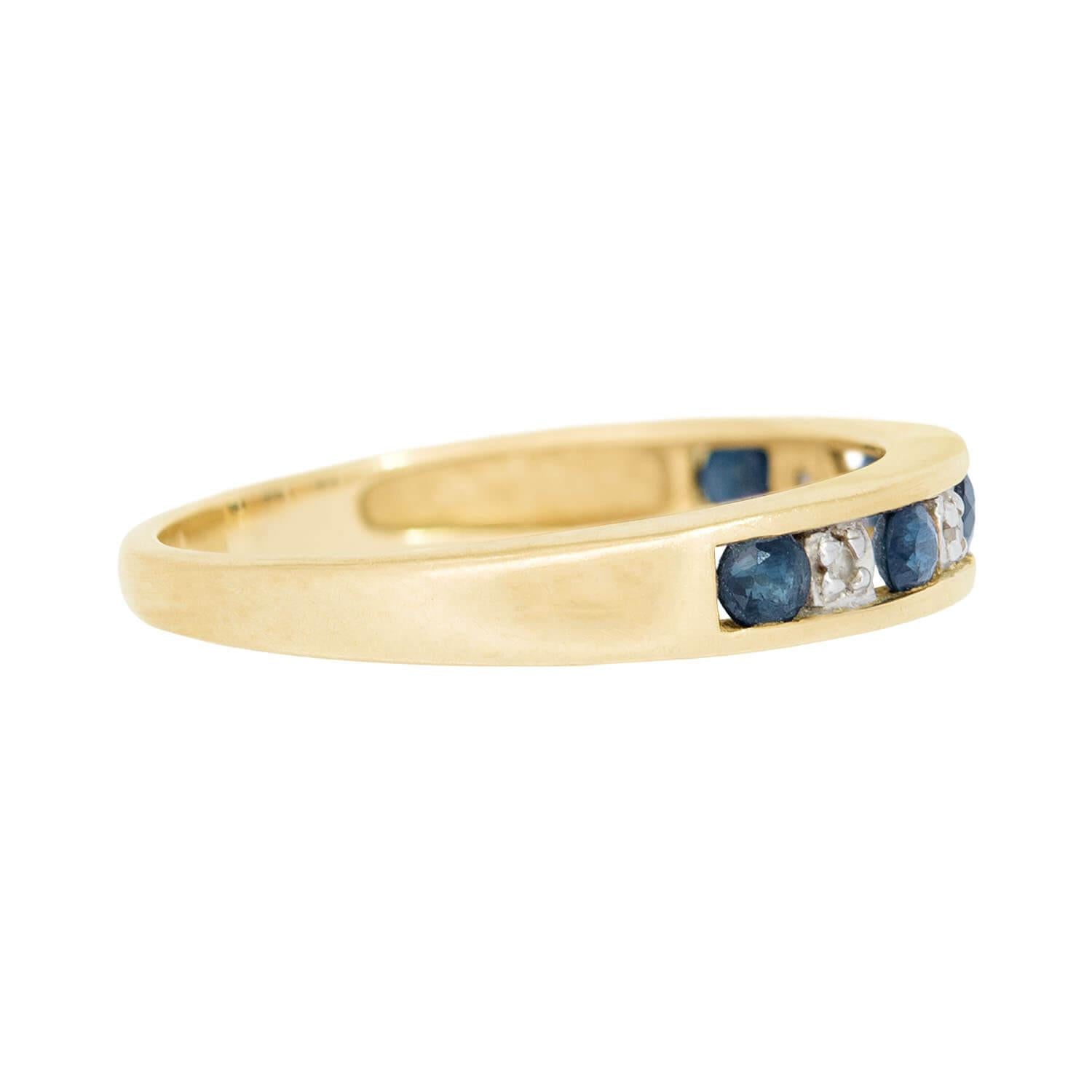 14K Gold Sapphire and Diamond Eternity Band Ring for Women - Elegant Stackable Wedding, Anniversary, or Promise Ring for Everyday Wear