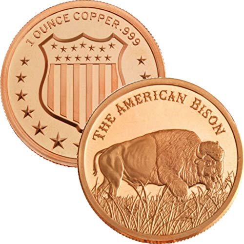 1 oz .999 Pure Copper Round Challenge Coin - American Bison Design | Collectible Bullion & Gift for Coin Enthusiasts | Perfect for Collections, Gifts, and Historical Displays