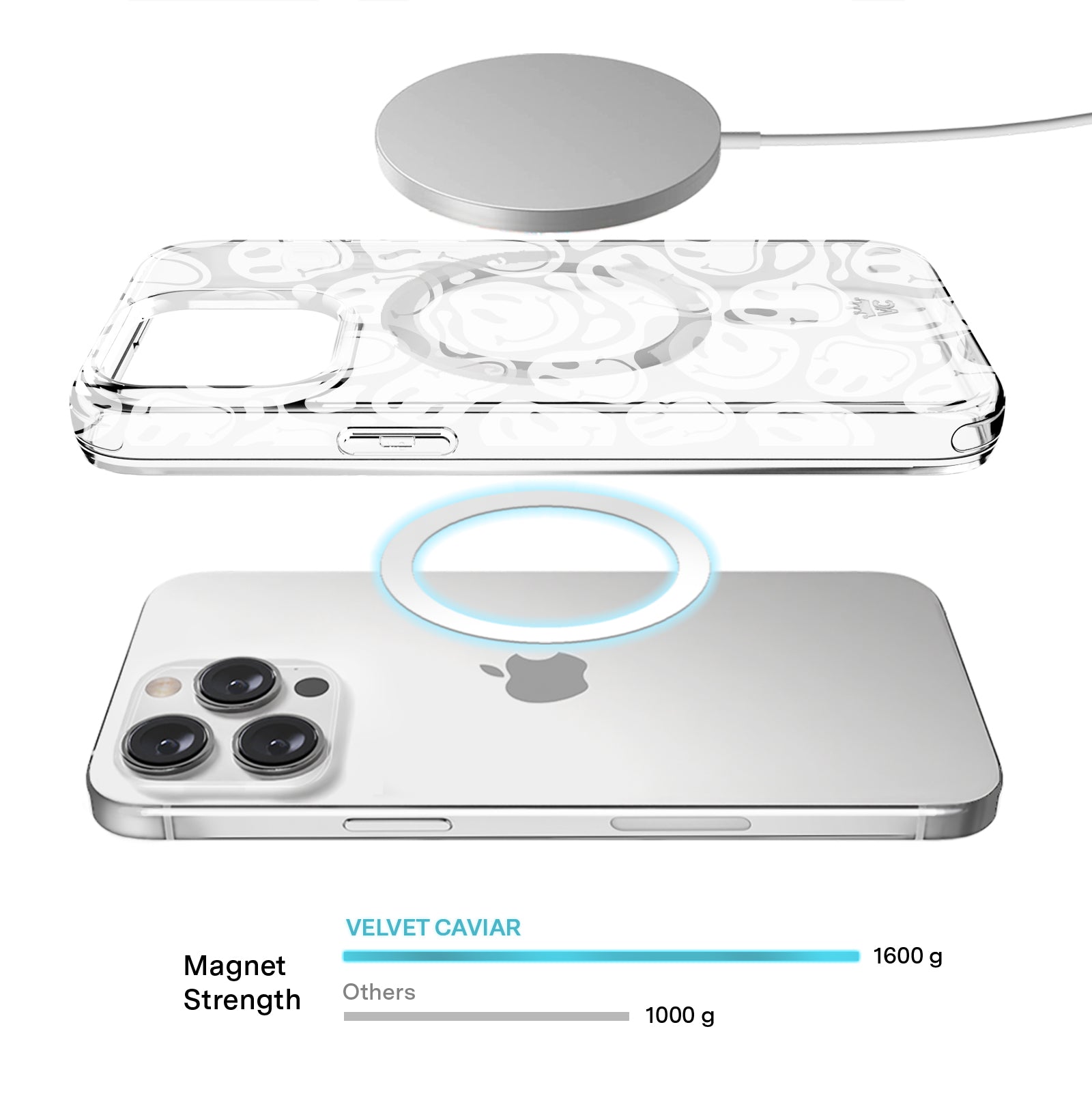 Frosted Clear Smiley Face iPhone Case - Durable Protective Cover for iPhone 12/13/14/15 - Cute & Trendy Design for Everyday Use, School, or Gifts