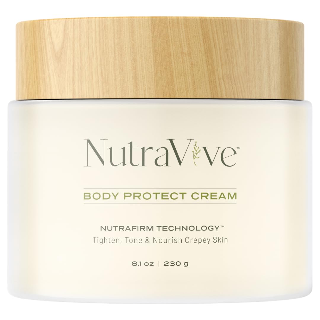 NutraVive Body Protect Cream – Anti-Aging & Firming Moisturizer for Crepey Skin, 8.1 Oz – Tighten, Tone & Nourish Dry Skin – Full Body Lotion for Collagen Boost & Skin Protection – Perfect for Mature Skin Care Routine & Daily Hydration