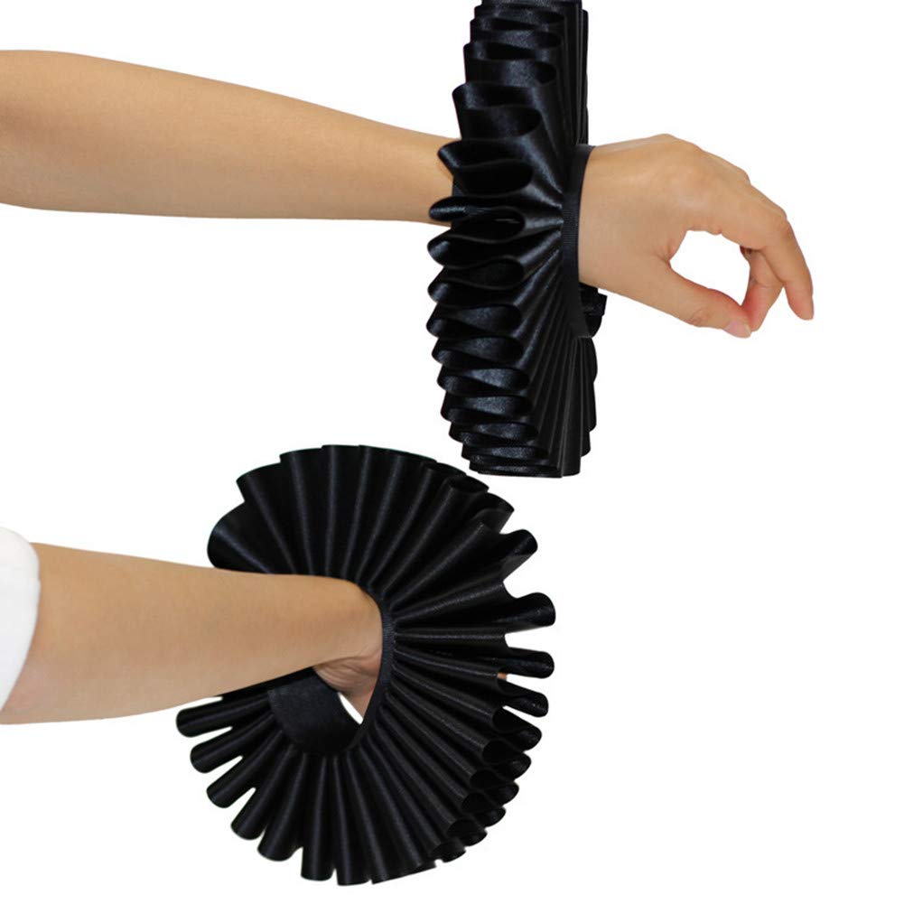 LY-VV Renaissance Ruffled Wrist Cuffs - Vintage Victorian Hand Cuff Arm Bands for Cosplay, Historical Reenactment & Gothic Fashion Accessories