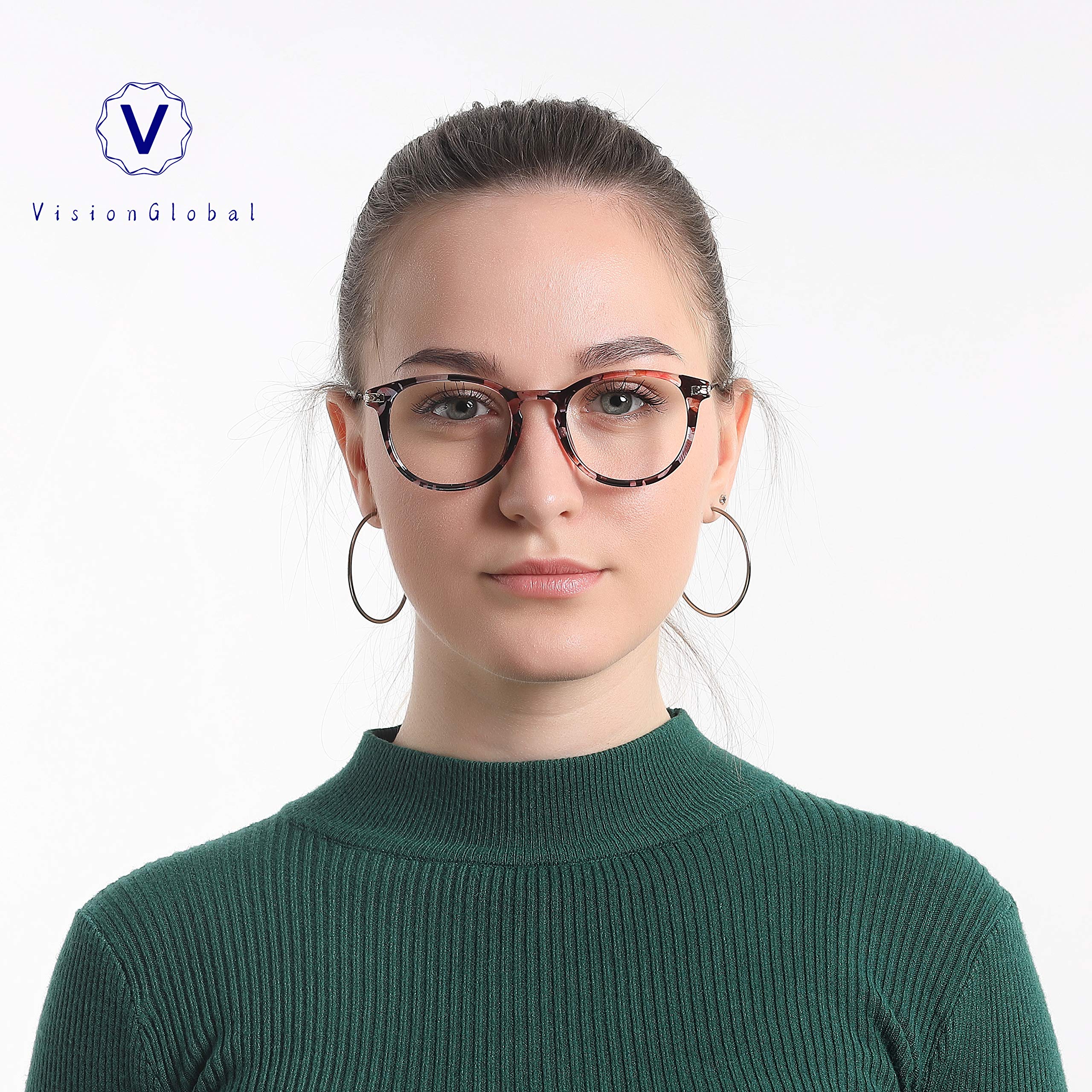 VisionGlobal Blue Light Blocking Glasses for Women - Anti Eyestrain Computer & Reading Glasses with Stylish Frame & Anti Glare - Perfect for Office Work, Gaming & Screen Time