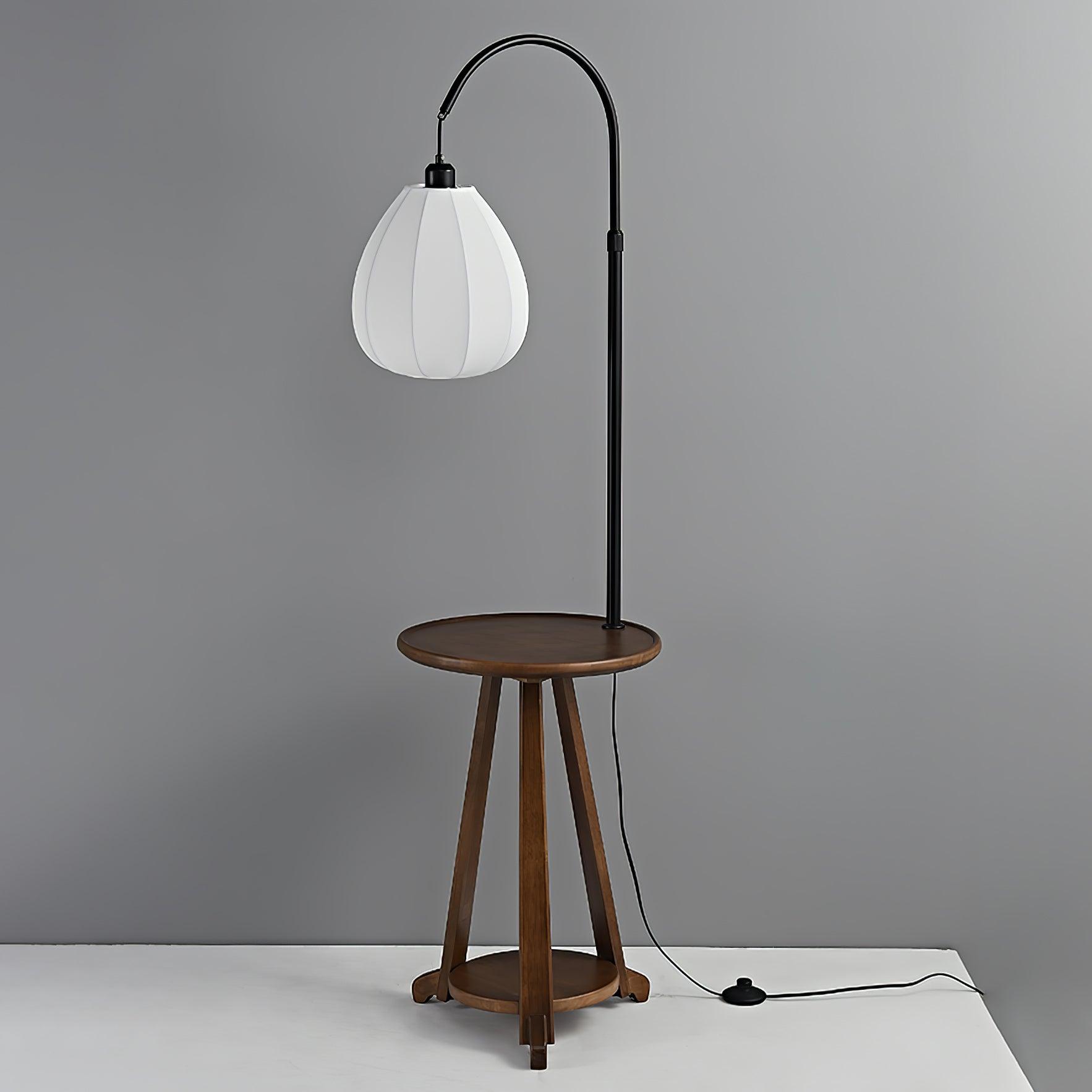 Modern Arc Side Table Floor Lamp with Adjustable Height - Perfect for Living Room, Bedroom, or Office Reading Corner