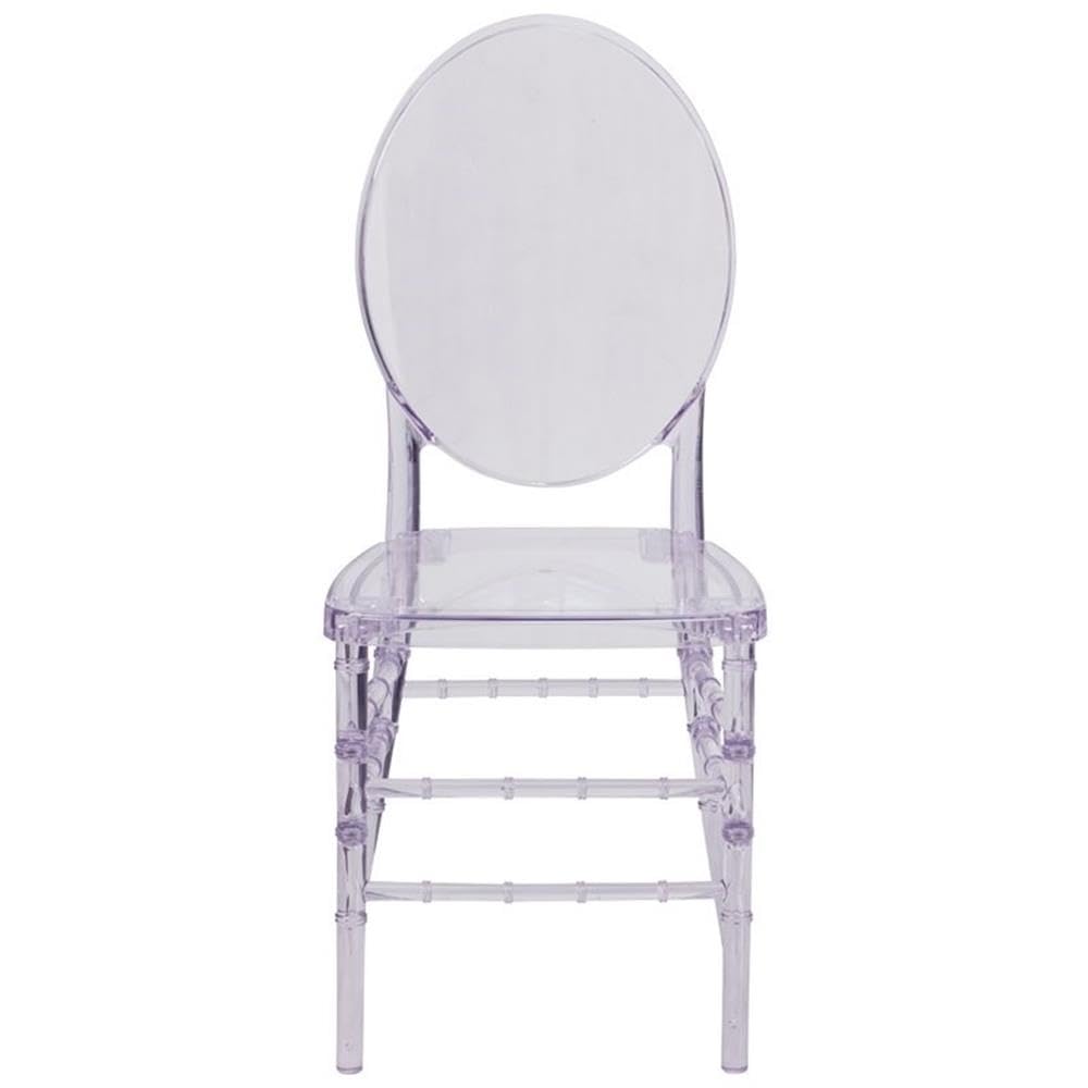 BOWERY HILL Clear Plastic Stacking Chairs - Set of 4 Transparent Florence Style Dining Chairs for Indoor/Outdoor Use - Perfect for Patio, Garden, Kitchen & Events