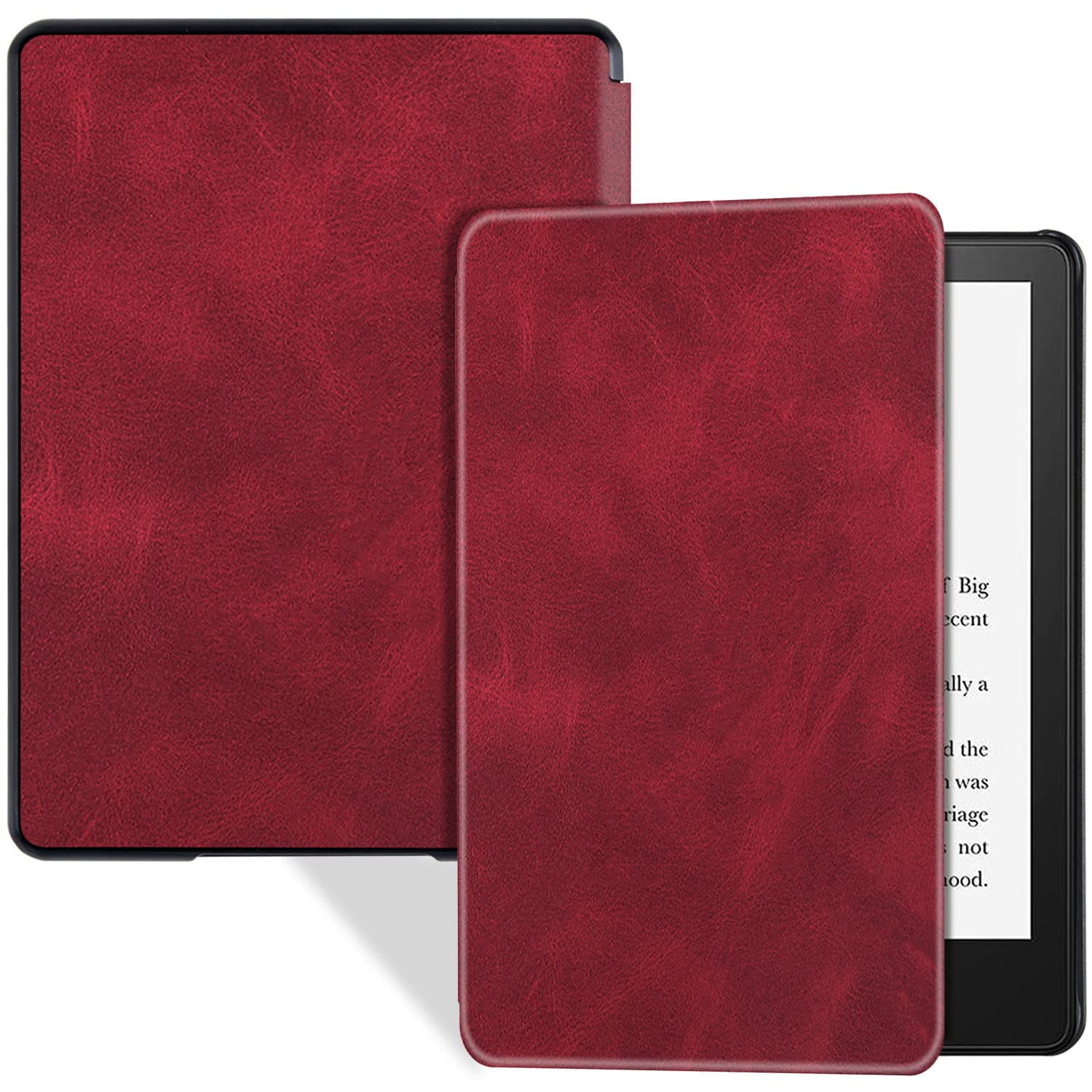 BOZHUORUI Slim PU Leather Case for Kindle Paperwhite 11th Generation & Signature Edition (6.8 inch, 2021) - Lightweight Cover with Auto Wake/Sleep - Perfect for Reading, Travel & Daily Commute (Wine Red)