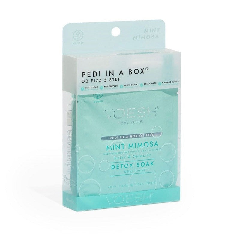 Voesh Pedi in a Box Mint Mimosa - 5 Step At-Home Pedicure Kit for Soft & Smooth Feet | Perfect for Spa Day, Self-Care & Gift Giving