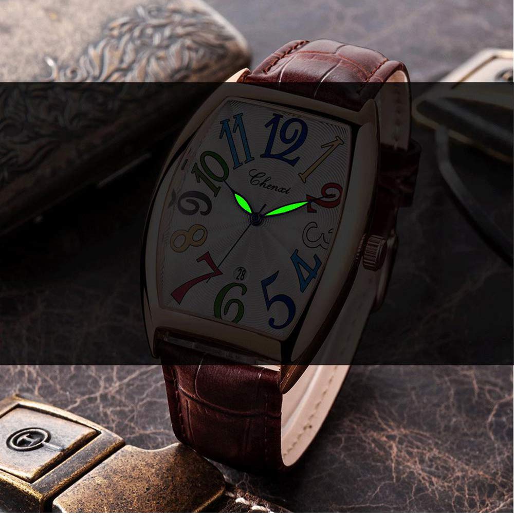 MASTOP Luxury Men's Business Watch - Waterproof Luminous Calendar Quartz Watch with Genuine Leather Strap (Black/White) | Perfect for Office, Formal Events & Everyday Wear
