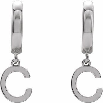 14K Gold Initial C Hinged Huggie Earrings for Women - Personalized Monogram Letter Earrings for Everyday Wear & Gifting