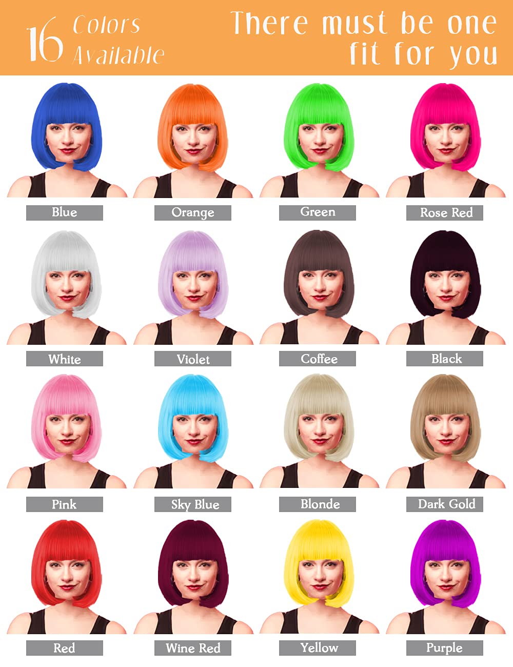 Black Bob Wig with Party Sunglasses - Short Black Wig with Bangs & Neon Glasses for Women | Bachelorette Party, Halloween Costume, Cosplay Accessories