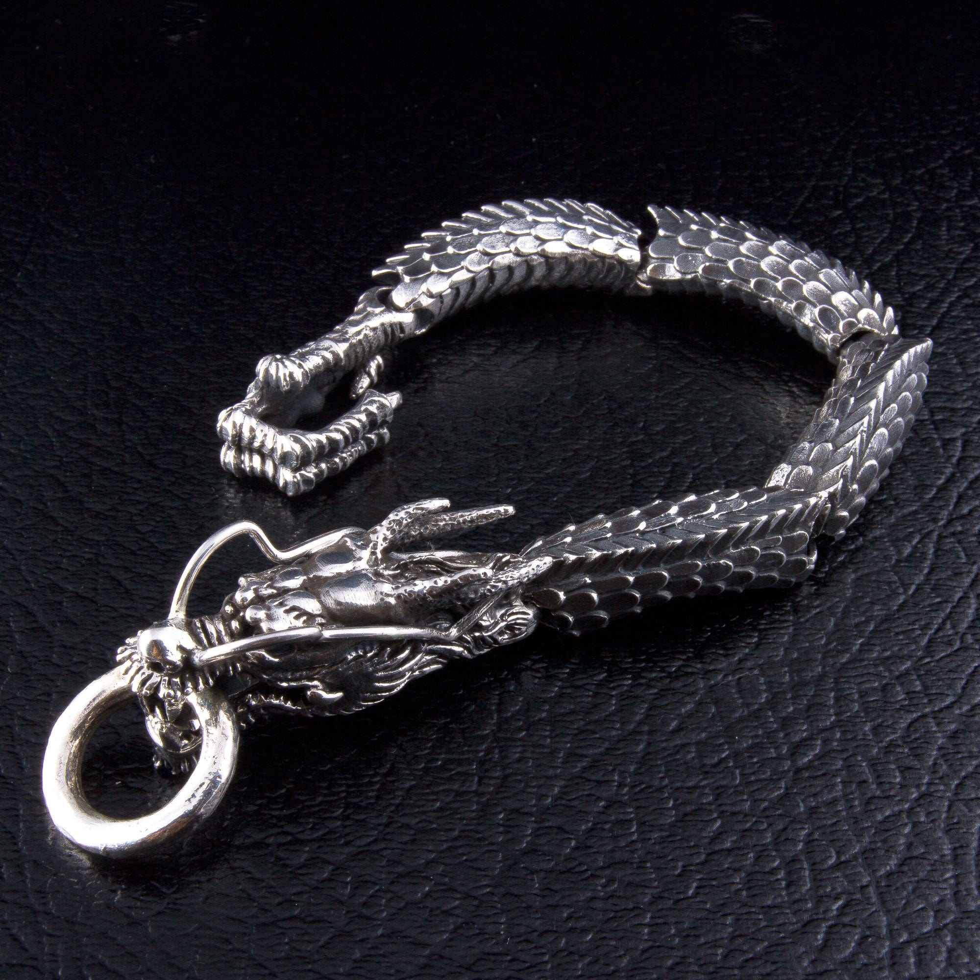 Japanese Dragon Sterling Silver Bracelet for Men & Women - Handmade Adjustable Cuff Bracelet - Unique Fashion Jewelry Gift for Birthday, Anniversary, Christmas - Perfect for Casual Wear, Parties & Special Occasions