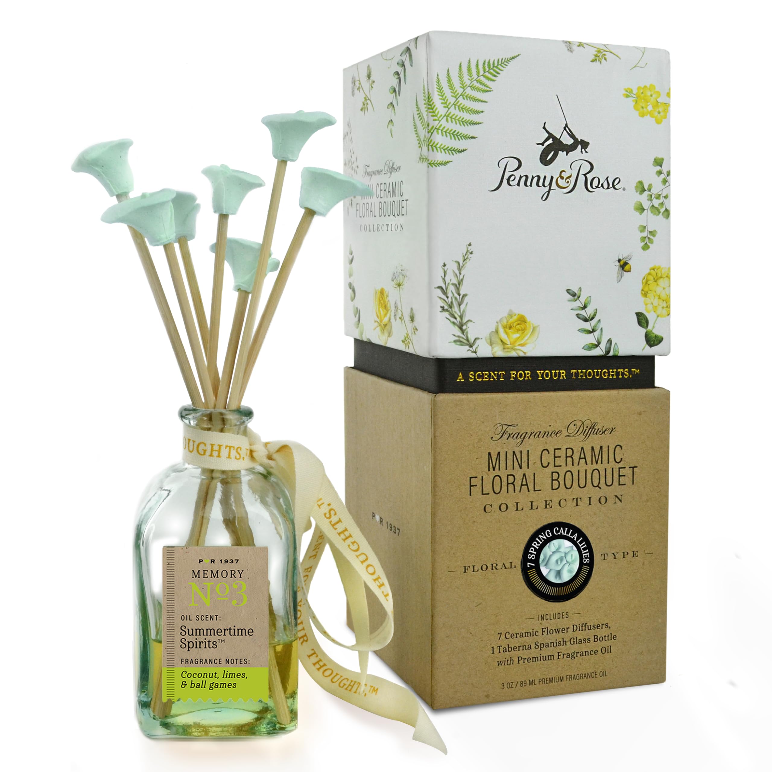 Penny & Rose Ceramic Calla Lily Essential Oil Diffuser - Aromatherapy Home Decor for Relaxation & Stress Relief | Perfect for Living Room, Bedroom, Spa & Office Use