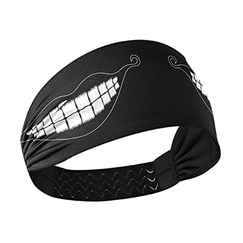 Breathable Stretchy Headbands for Women - White Teeth Design, Sweat-Wicking Yoga Head Wrap, Workout & Sports Hair Band - Perfect for Running, Gym, and Fitness Activities