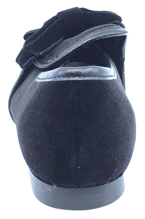 Luccini Girls Black Velvet Slip On Ribbon Dress Shoes - Elegant Party Footwear for Weddings, Holidays & Special Occasions