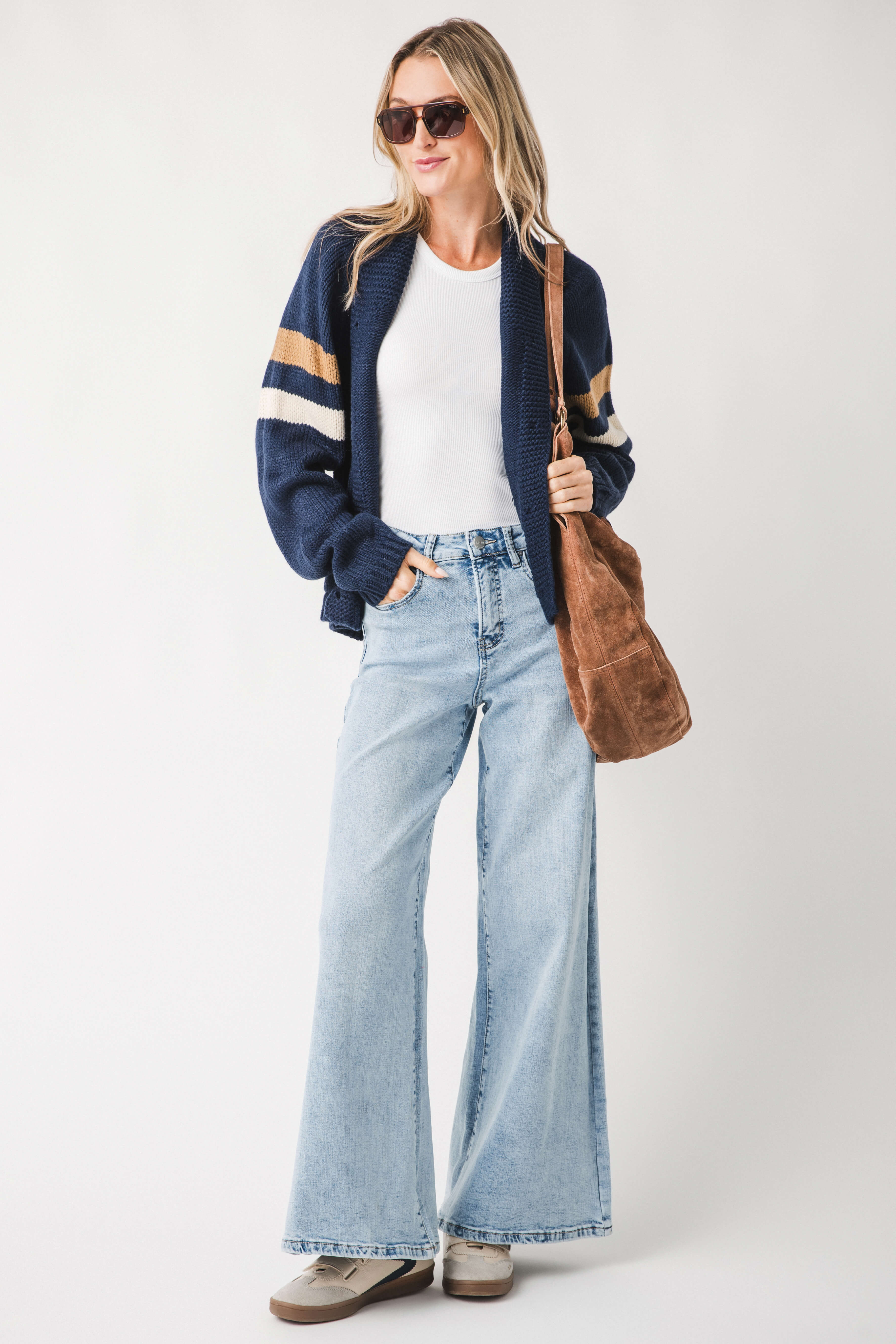 Risen Frannie High Waisted Palazzo Jeans for Women - Comfortable Wide Leg Stretch Pants for Casual Wear, Office & Travel