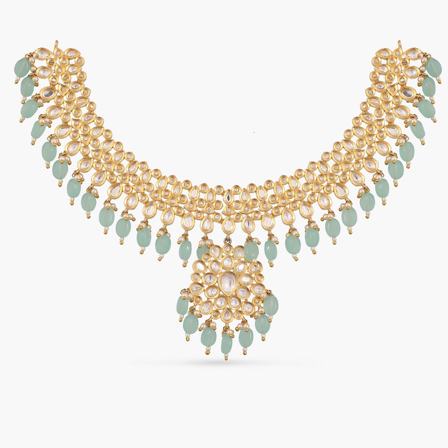 Yovana Kundan Necklace for Women - Elegant Indian Bridal Jewelry for Weddings, Parties & Festivals | Handmade Beaded Necklace Set with Pearls & Stones