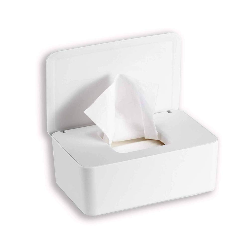 Moontie Baby Wipe Dispenser with Lid - Keeps Wipes Fresh & Moist - Portable Tissue Storage Box for Nursery, Changing Table, Vanity, Office & Travel - Ideal for Diaper Changes, Makeup Removal & Quick Cleanups