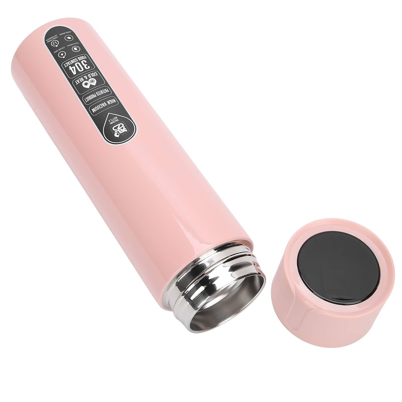 01 02 015 Vacuum Insulated Stainless Steel Water Bottle - 20oz Leak Proof Smart Thermos for Hot & Cold Drinks - Perfect for Office, Gym, Hiking, Camping & Travel (Pink)