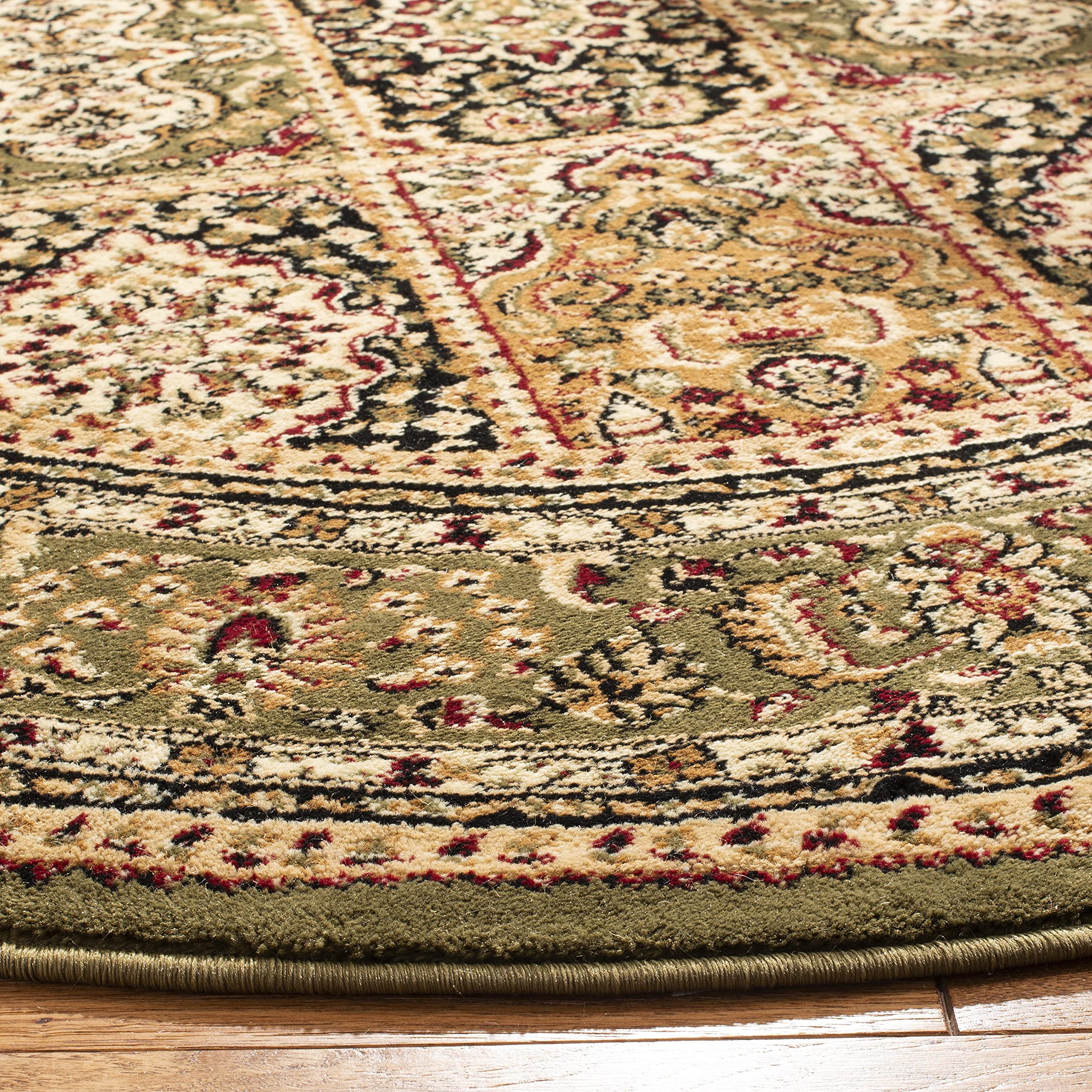 SAFAVIEH Lyndhurst Collection 8' Round Multi/Green LNH217A Traditional Oriental Non-Shedding Area Rug for Dining Room, Entryway, Living Room & Bedroom | Durable Floor Covering for High Traffic Areas