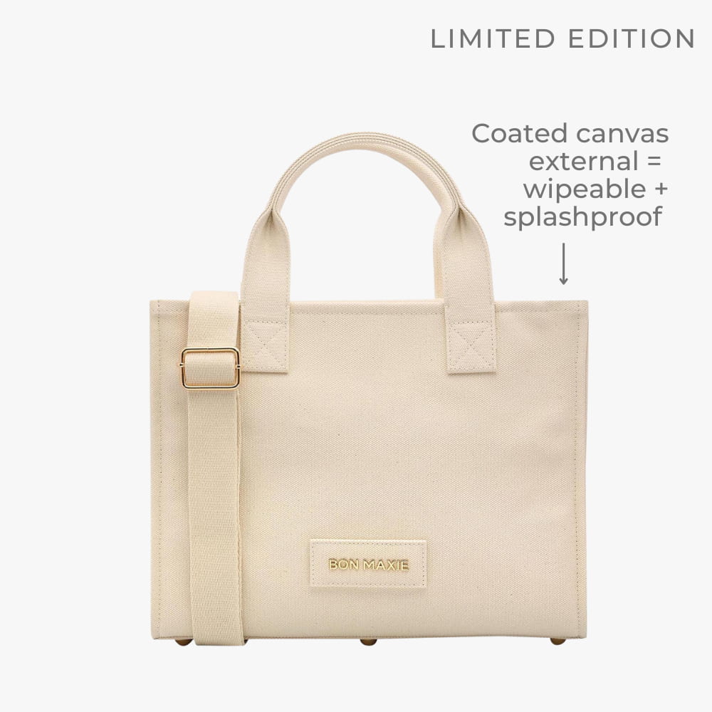 Structured Canvas Tote Bag - Natural Eco-Friendly Small Handbag for Women, Perfect for Shopping, Work, and Daily Use