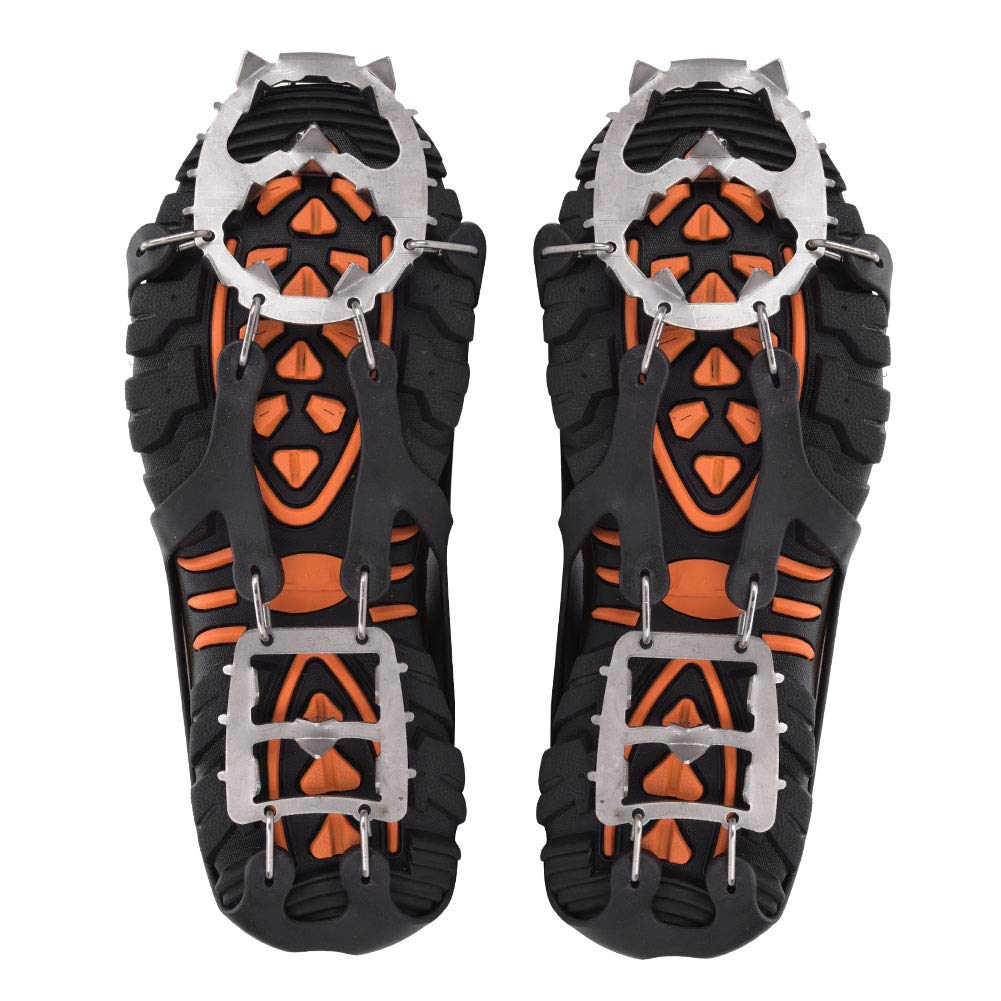 18 Teeth Anti-Slip Ice Cleats for Hiking, Snow Climbing & Muddy Trails - 1 Pair Mountain Crampons (Medium) - Perfect for Winter Hiking, Trail Running & Outdoor Adventures