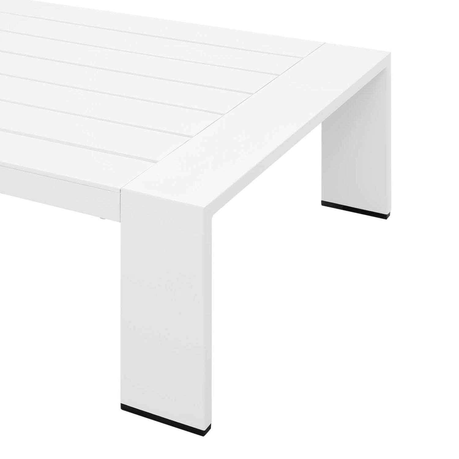 Modway Tahoe Patio Aluminum Coffee Table with White Finish - Outdoor Furniture for Poolside, Garden & Backyard - EEI-5677-WHI