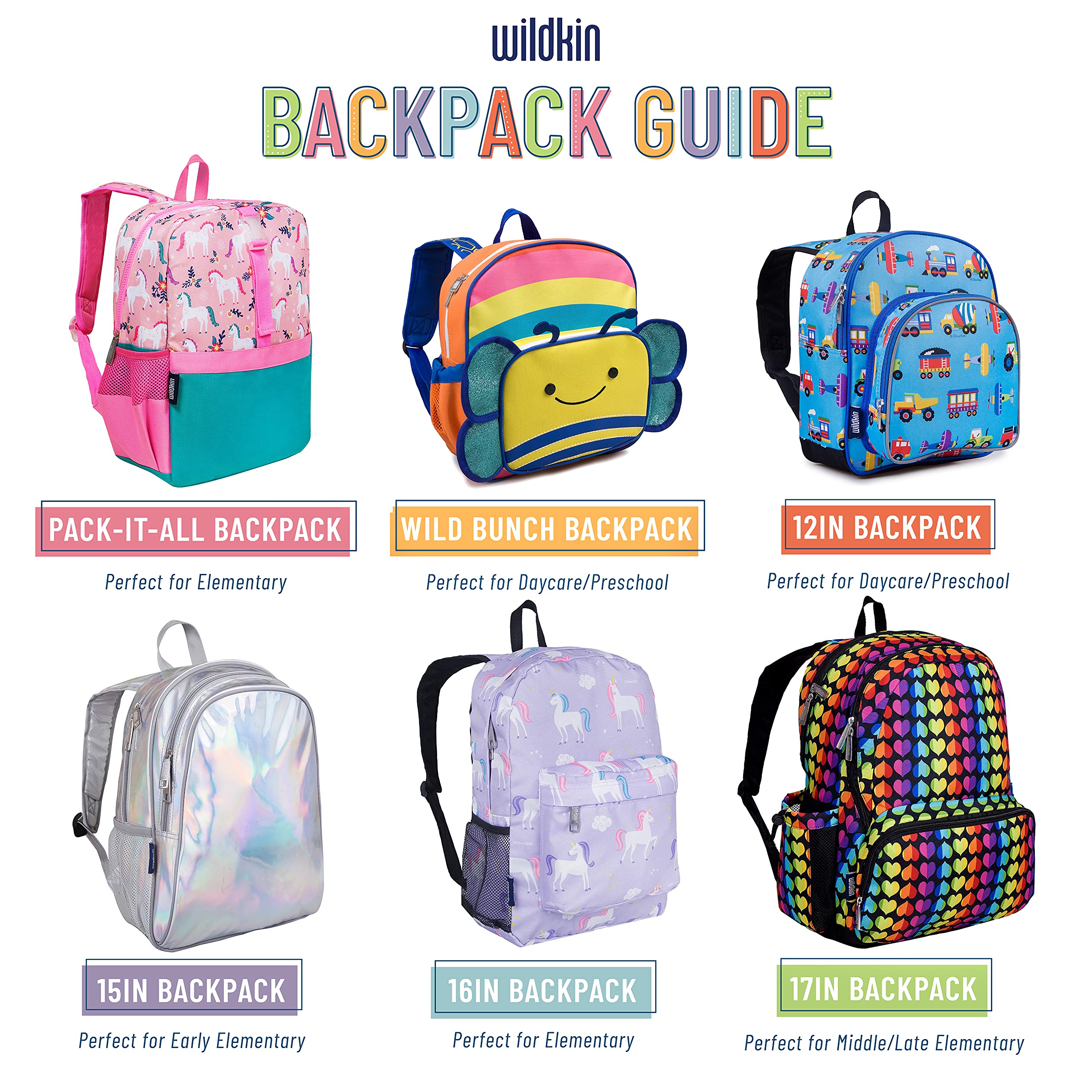 Wildkin 16-inch Kids Backpack for School - Durable Padded Backpack with Spacious Compartments for Boys & Girls - Horse Design - Perfect for Elementary Students, Day Trips & Outdoor Adventures