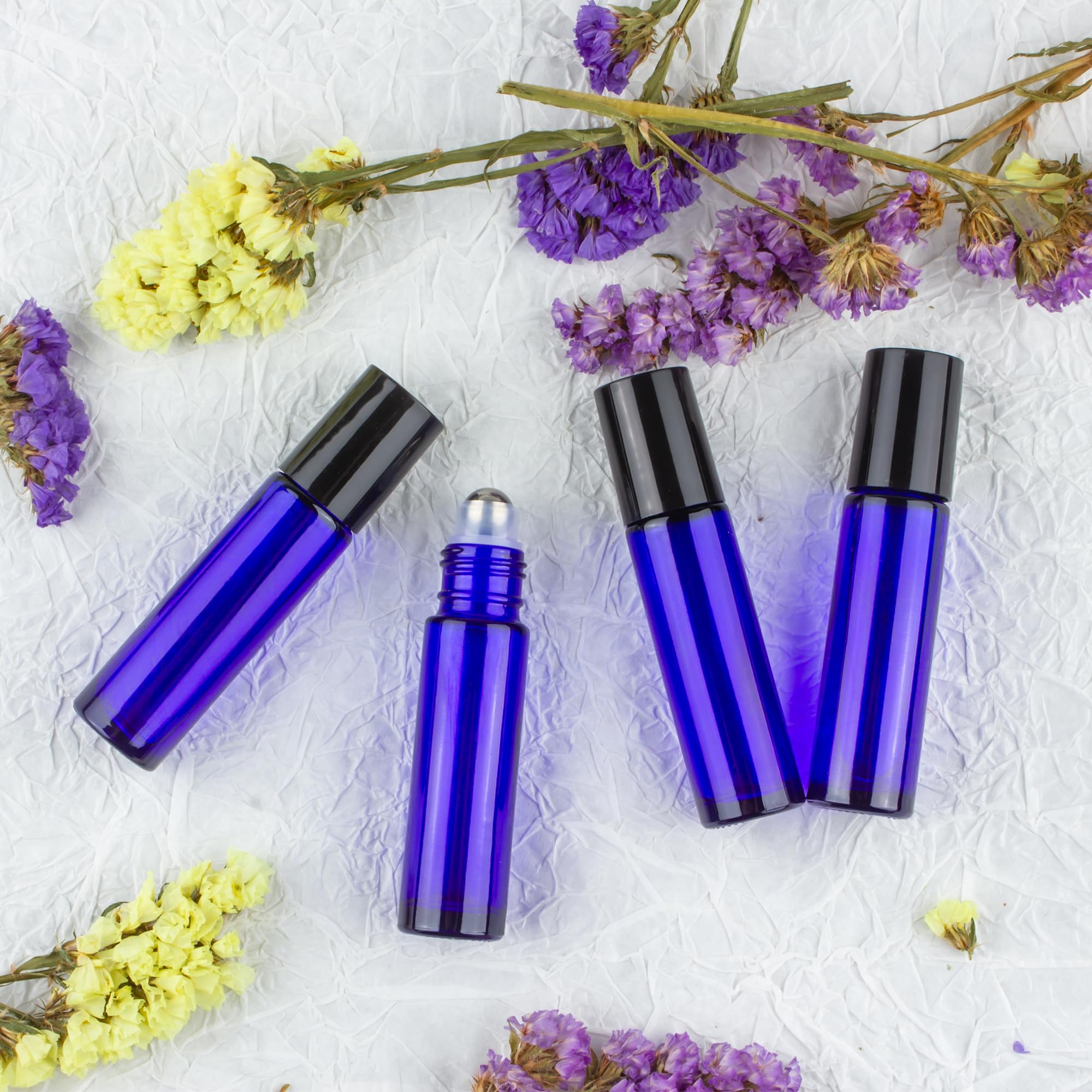 ZEJIA 12 Pack 10ml Essential Oil Roller Bottles - Cobalt Blue Thick Glass Roller Bottles with Stainless Steel Balls & 2 Droppers - Perfect for Aromatherapy, DIY Blends & Travel Size Essential Oil Storage