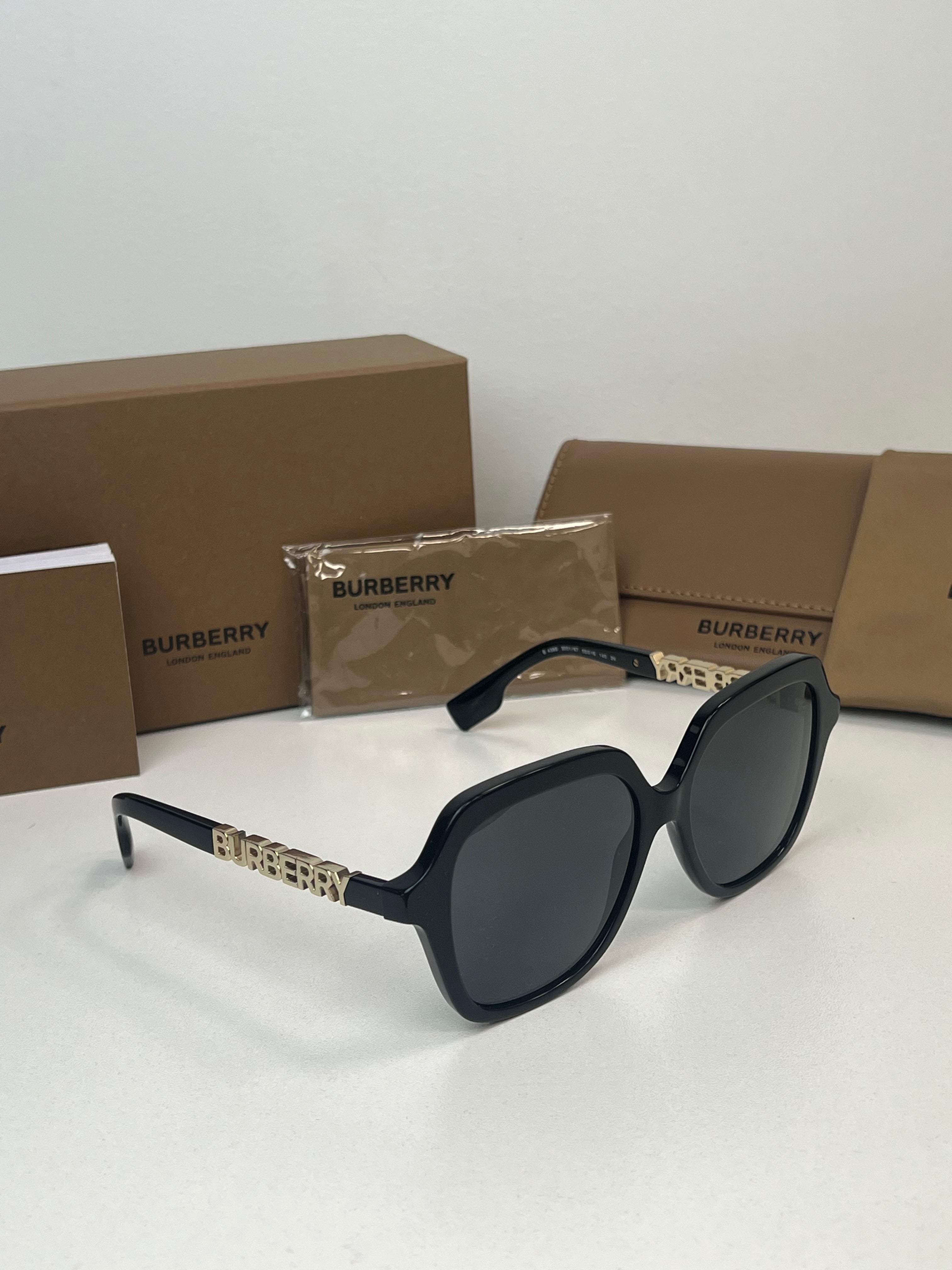 Burberry BE4389 Joni Black Sunglasses for Women – Luxury Designer Shades for Fashion & UV Protection | Perfect for Beach, Driving & Outdoor Activities